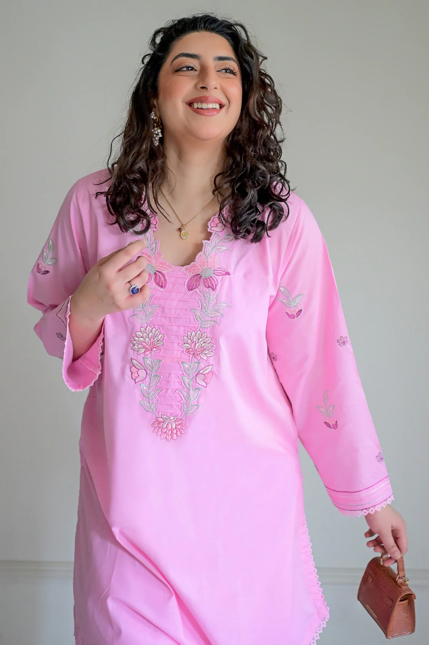 Embroidered Cotton Pink 2PC - Image 2