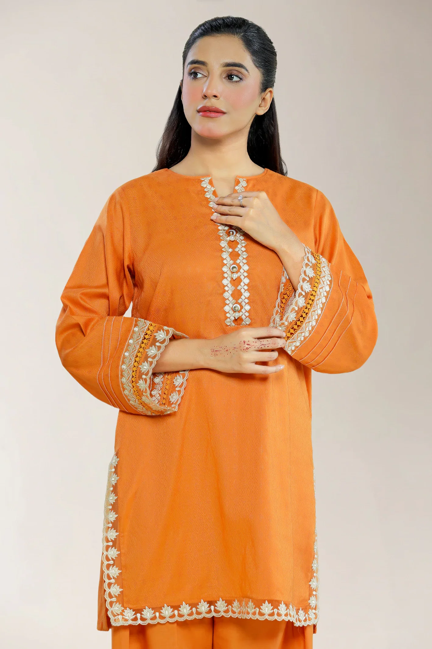 Embroidered Jacquard Rust 2PC - Image 2