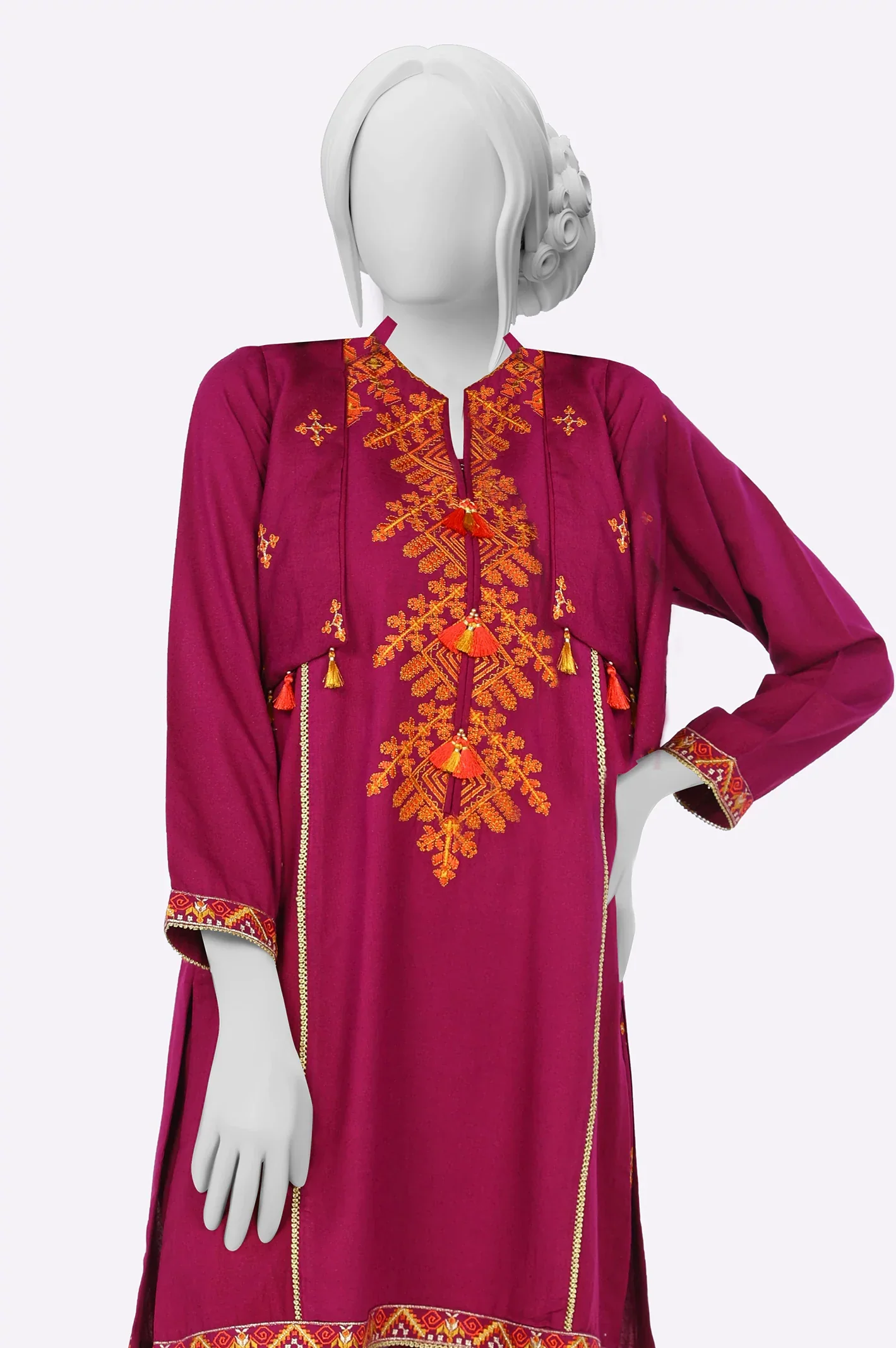 Embroidered Karandi-Purple 3PC - Image 2