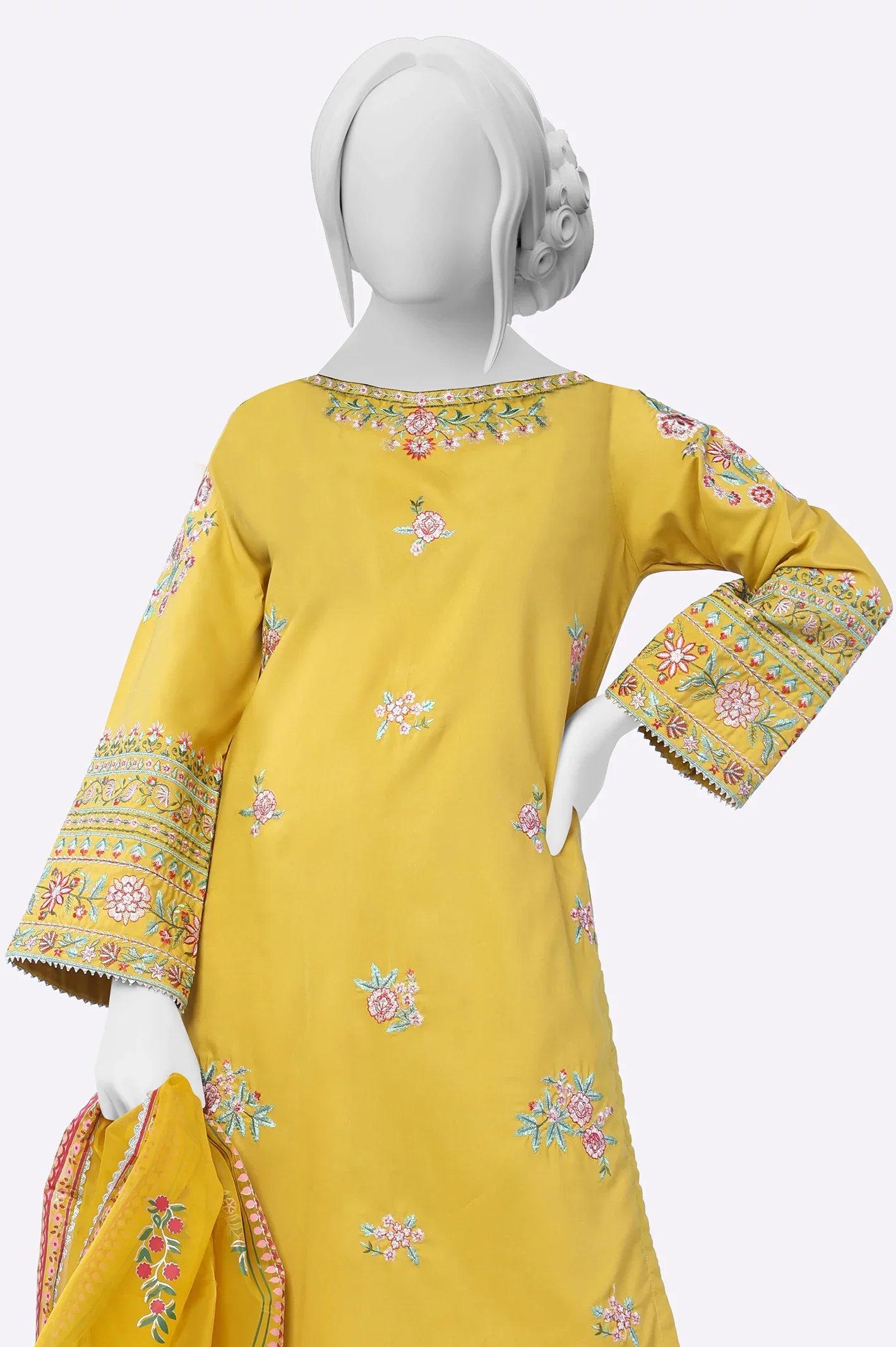 Mustard Embroidered 3PC - Image 2