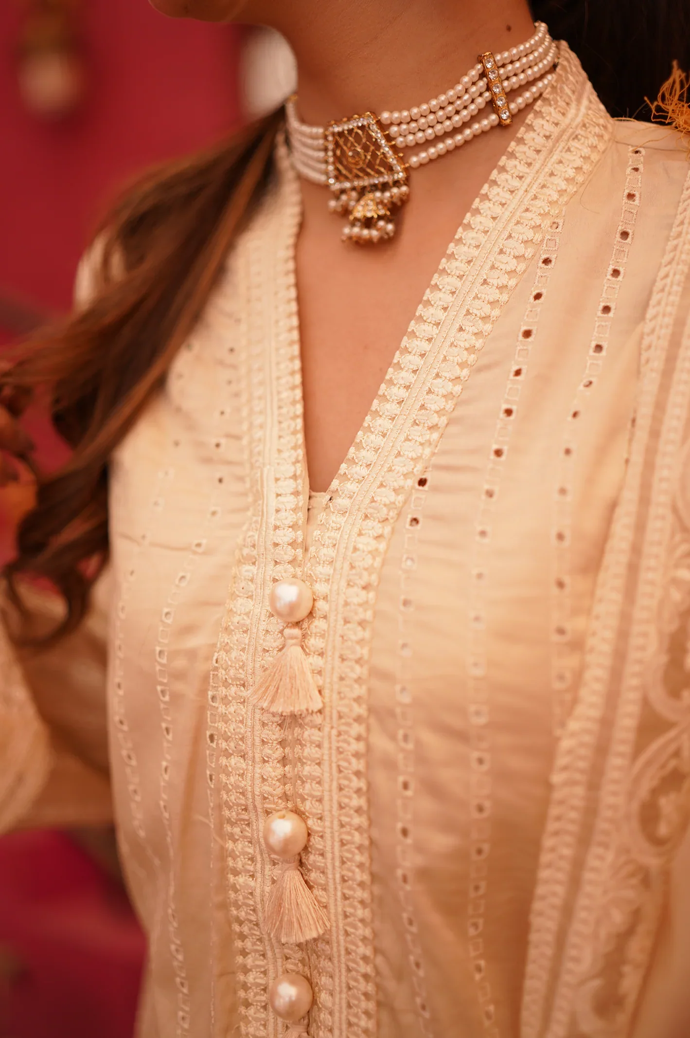 Cream Embroidered  3PC - Image 2
