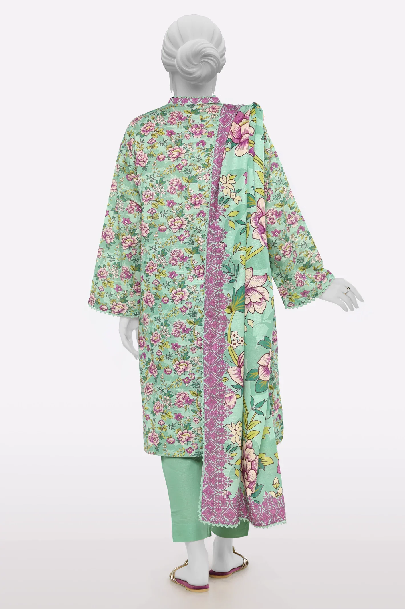 Khaddar Sea Green Printed 3PC - Image 3