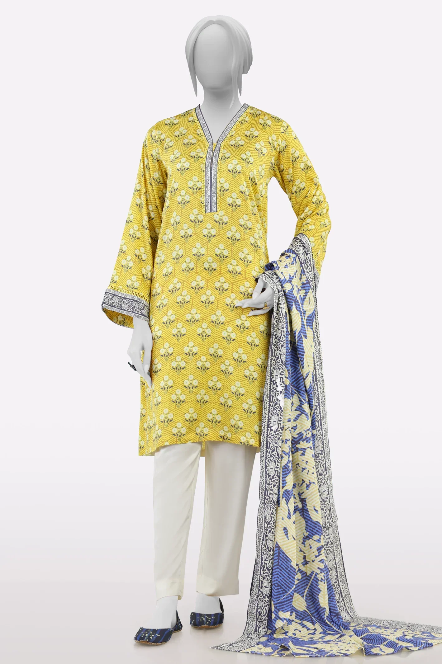 Khaddar Mustard Printed 3PC