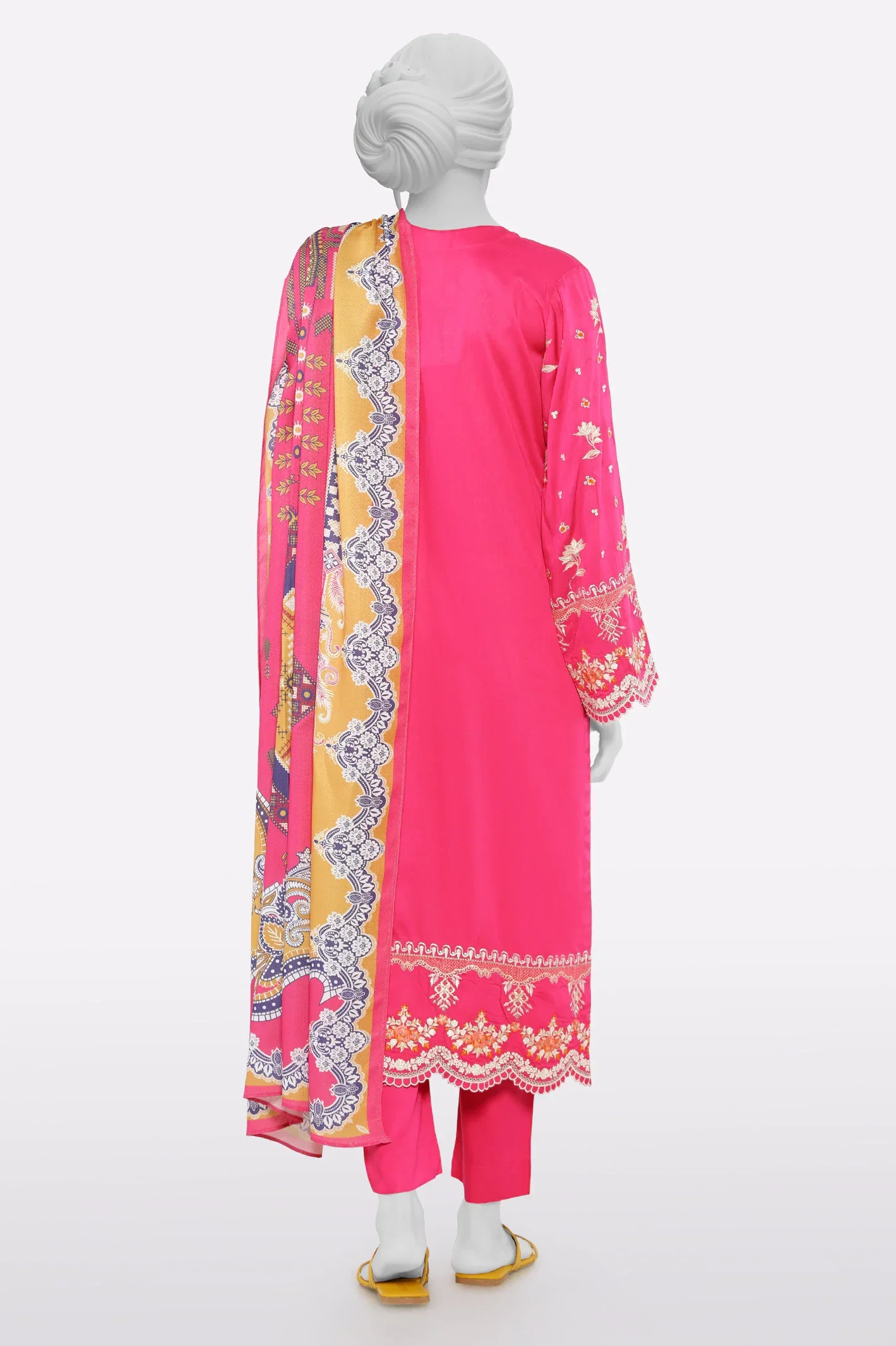Viscose Pink Embroidered 3PC - Image 3