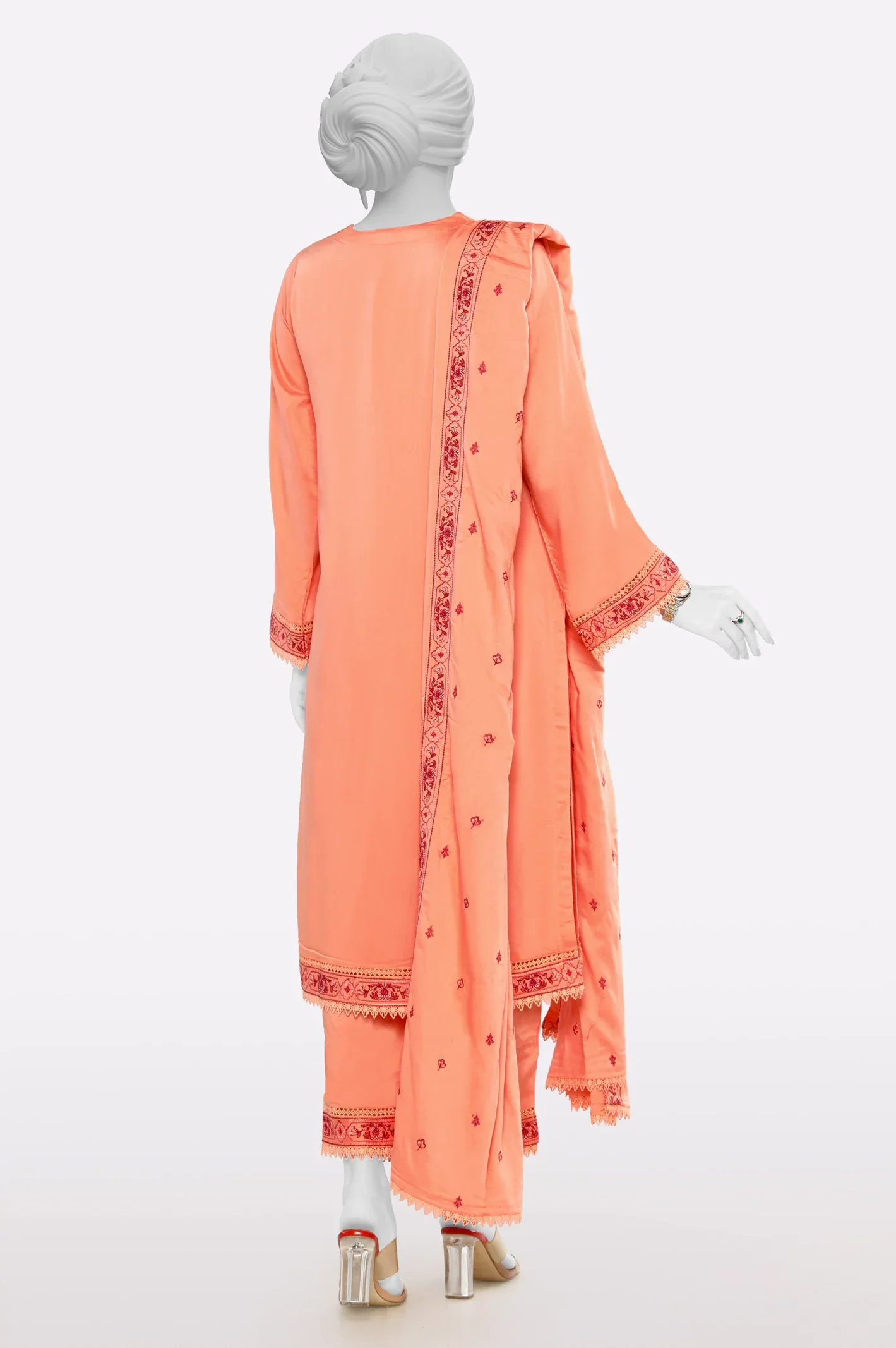 Viscose Peach Embroidered 3PC - Image 3
