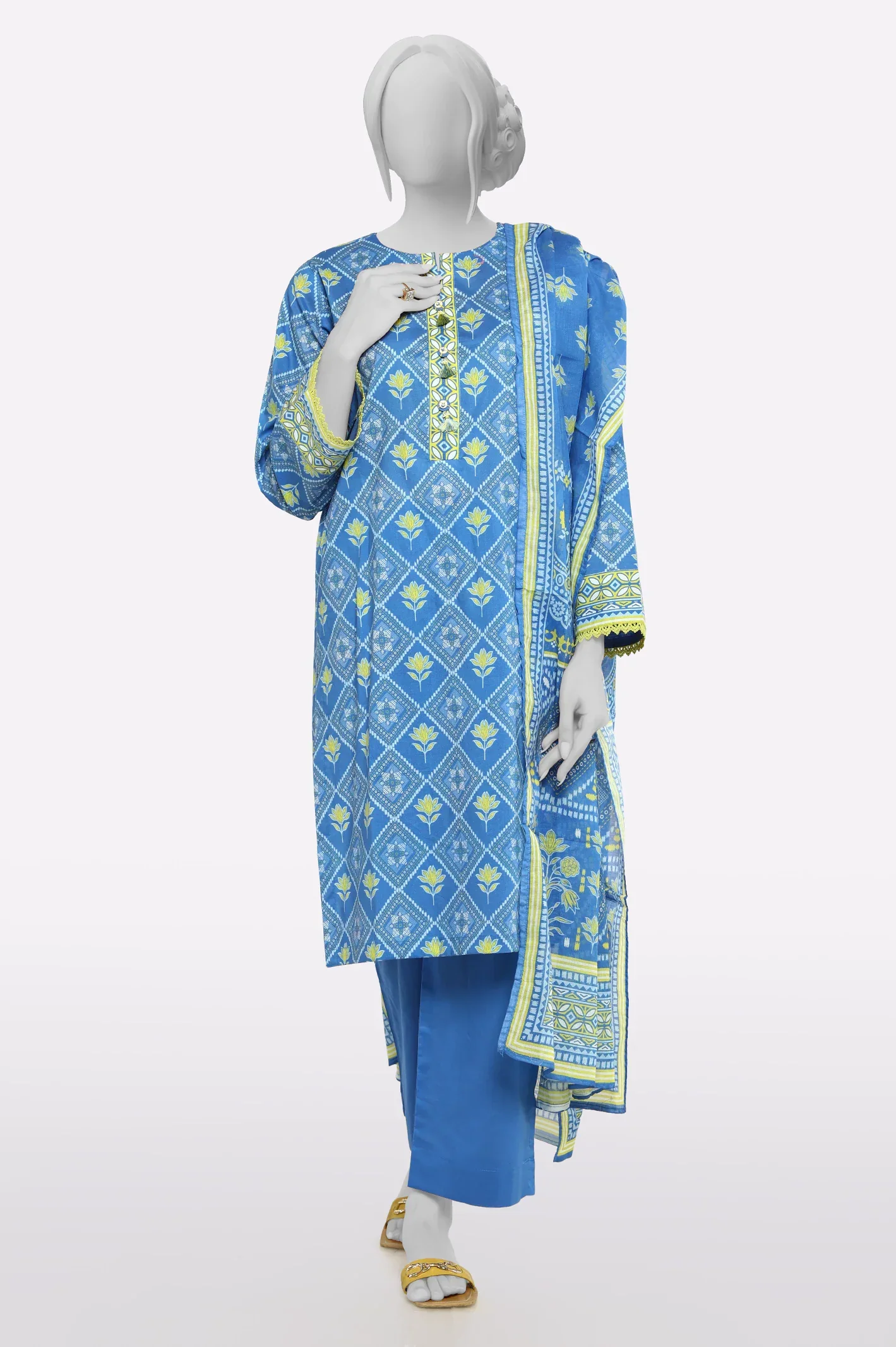 Cambric Blue Printed 3PC