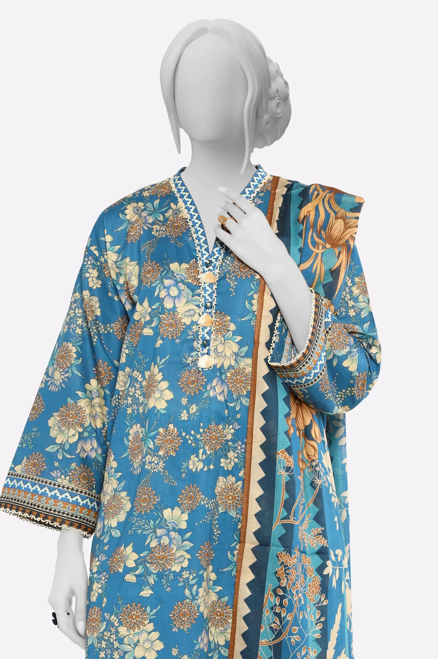 Cambric Blue Printed 3PC - Image 2