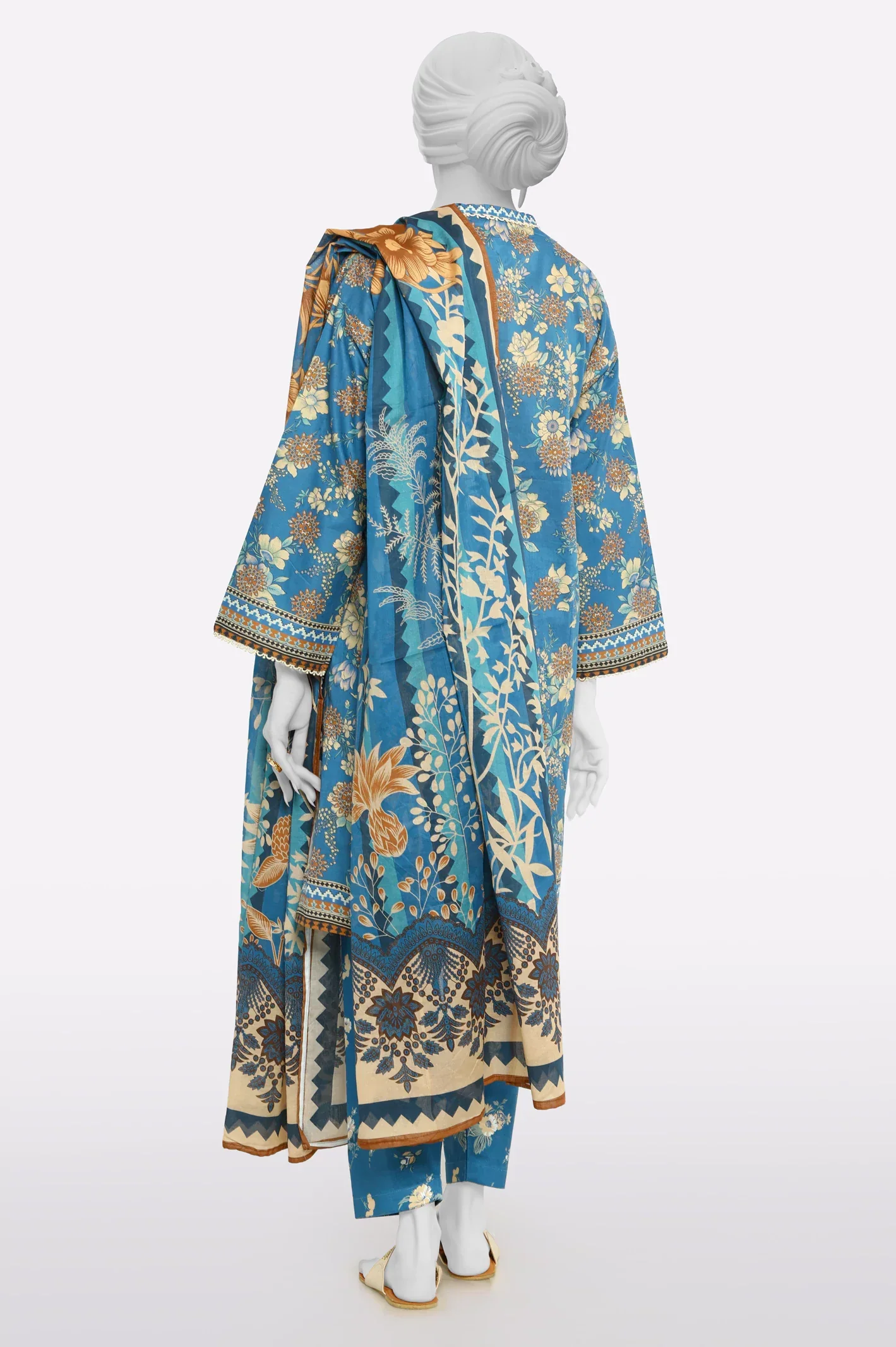 Cambric Blue Printed 3PC - Image 3