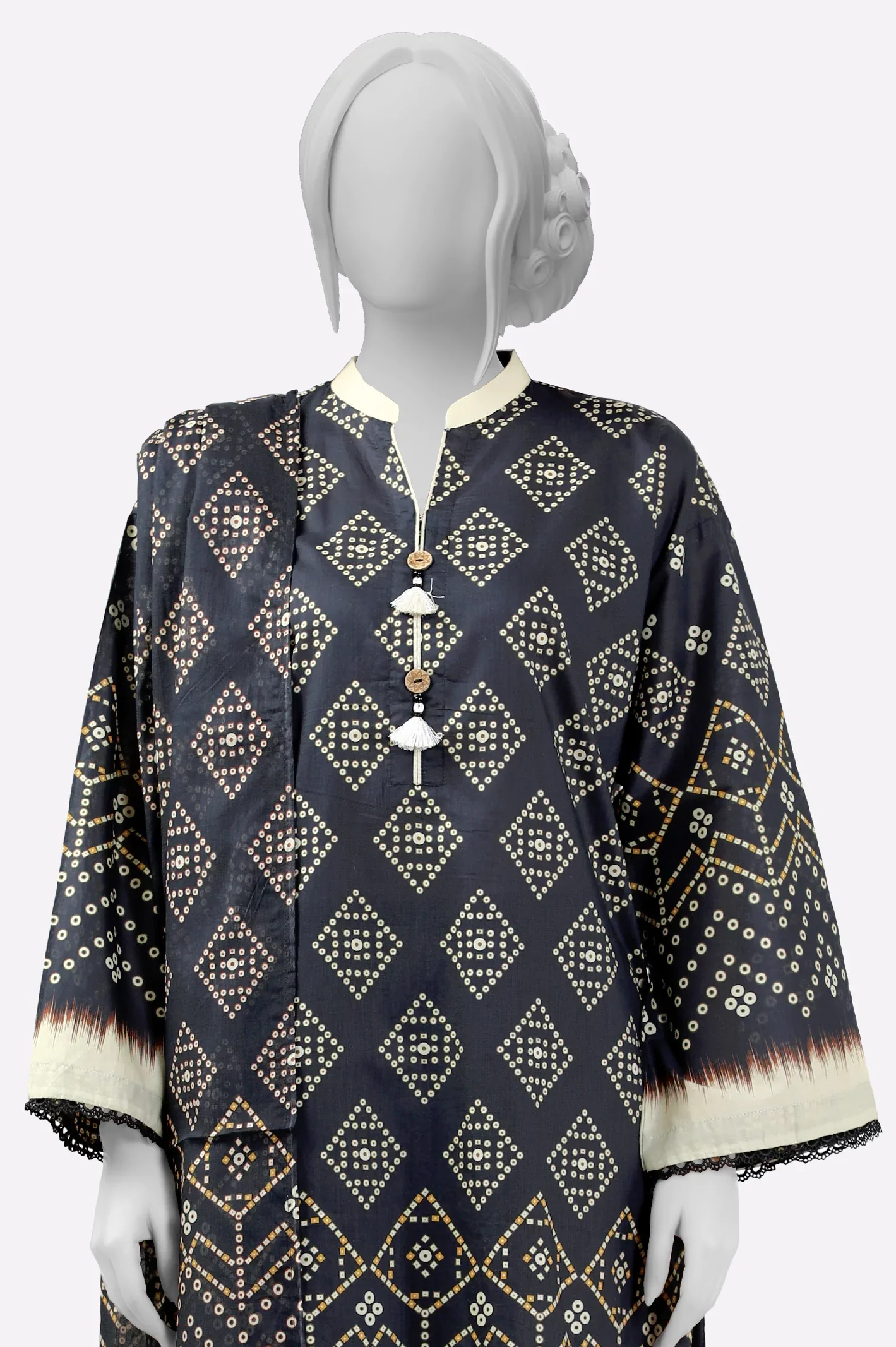 Khaddar Black Printed 3PC - Image 2