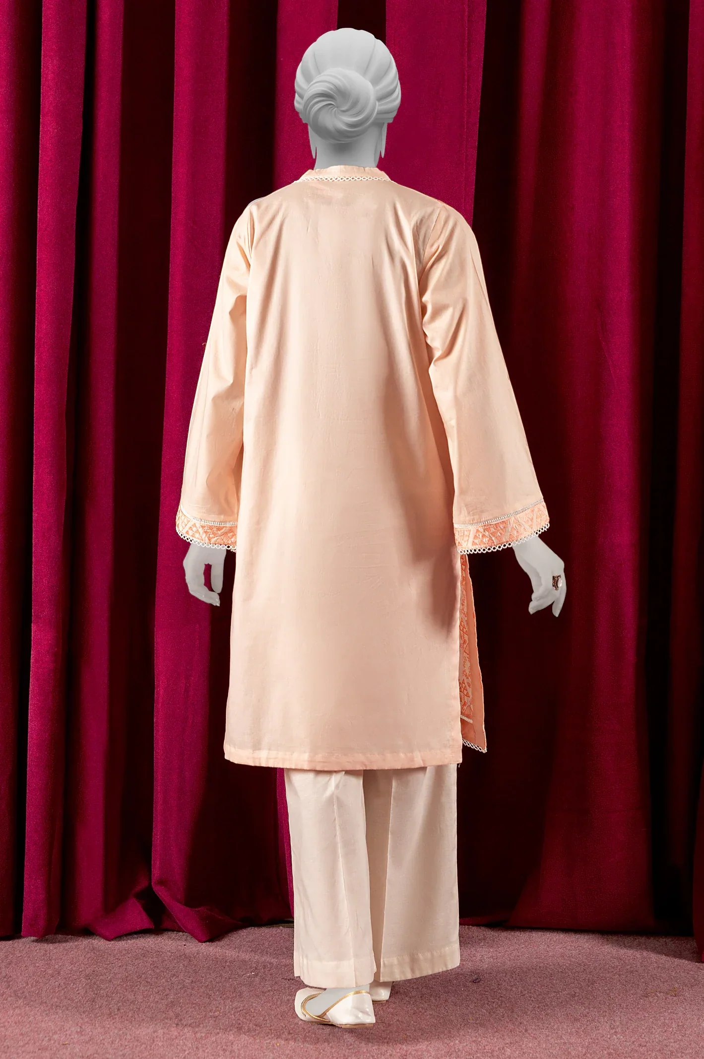 Peach Embroidered Kurti - Image 3