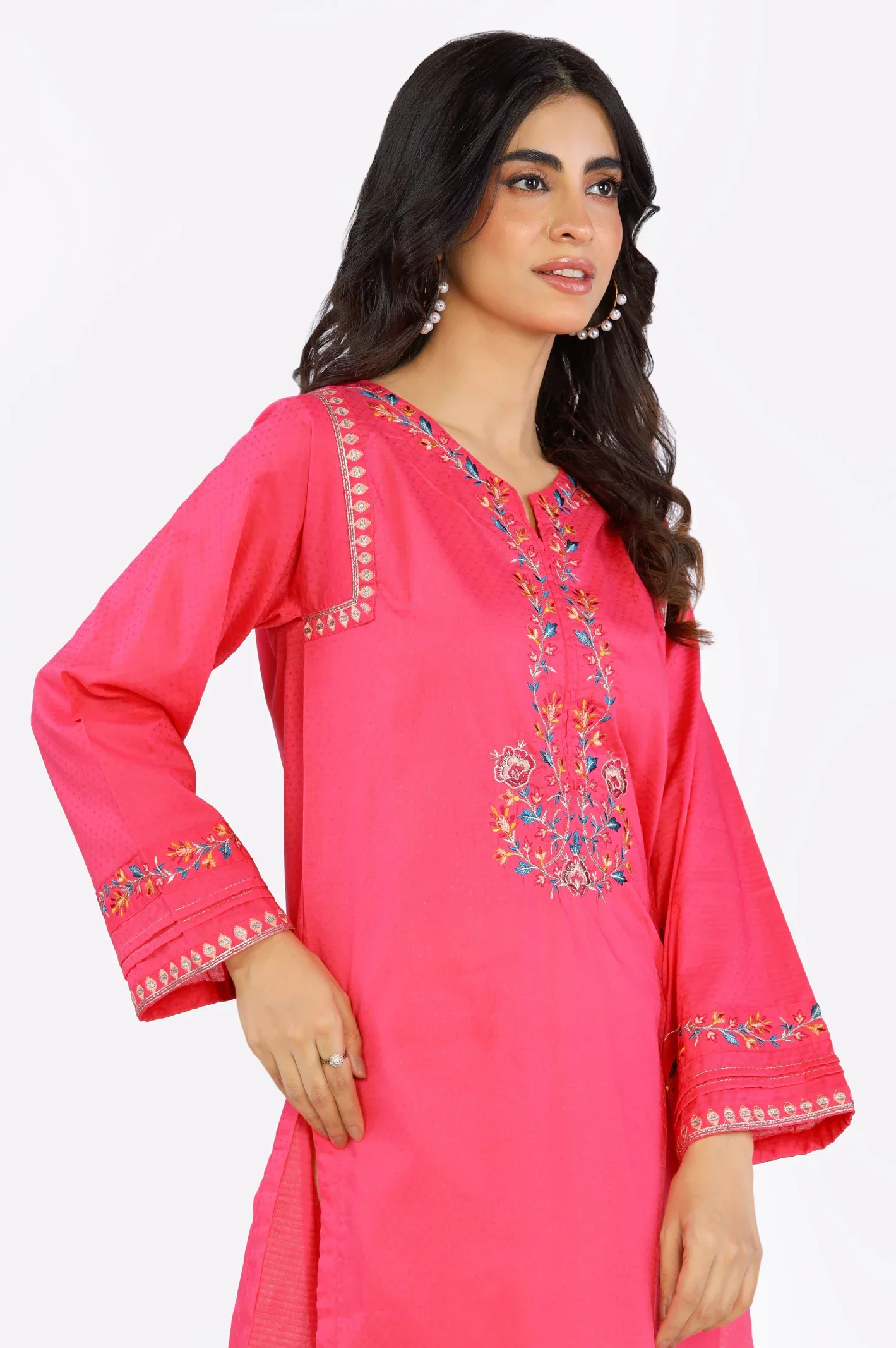 Pink Embroidered Kurti - Image 3