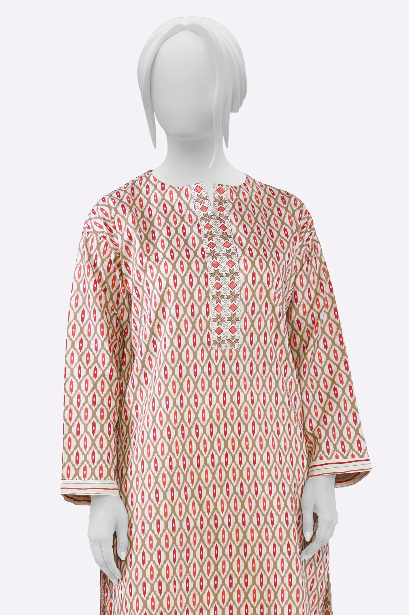 Cambric Cream Printed Kurti - Image 2