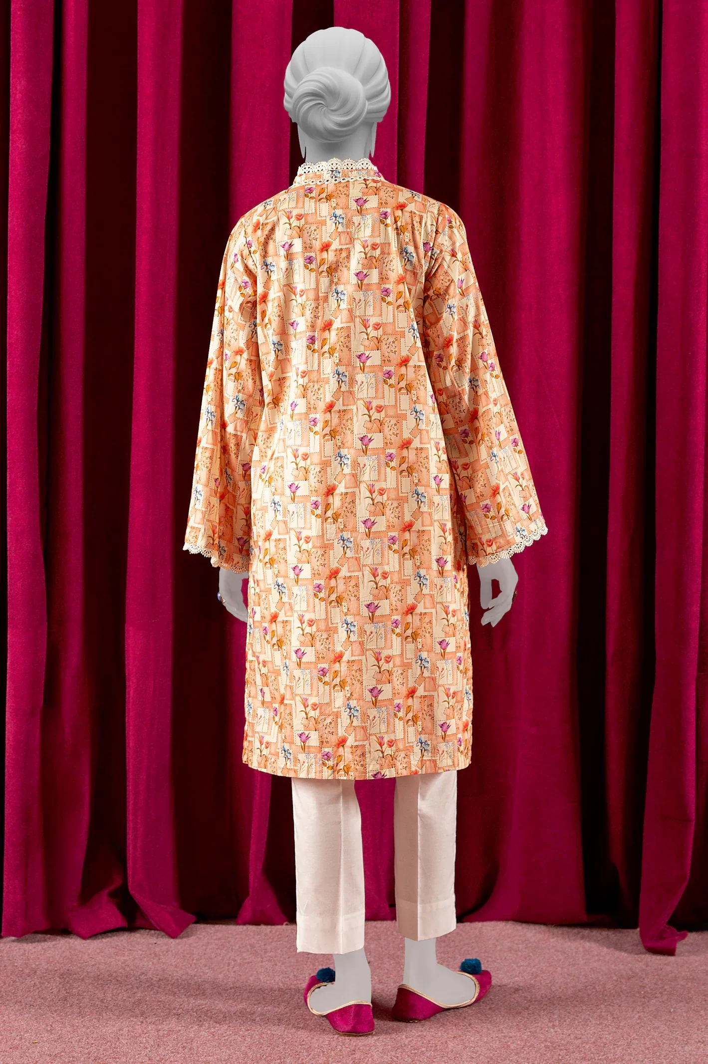 Cream Printed Kurti - Image 3
