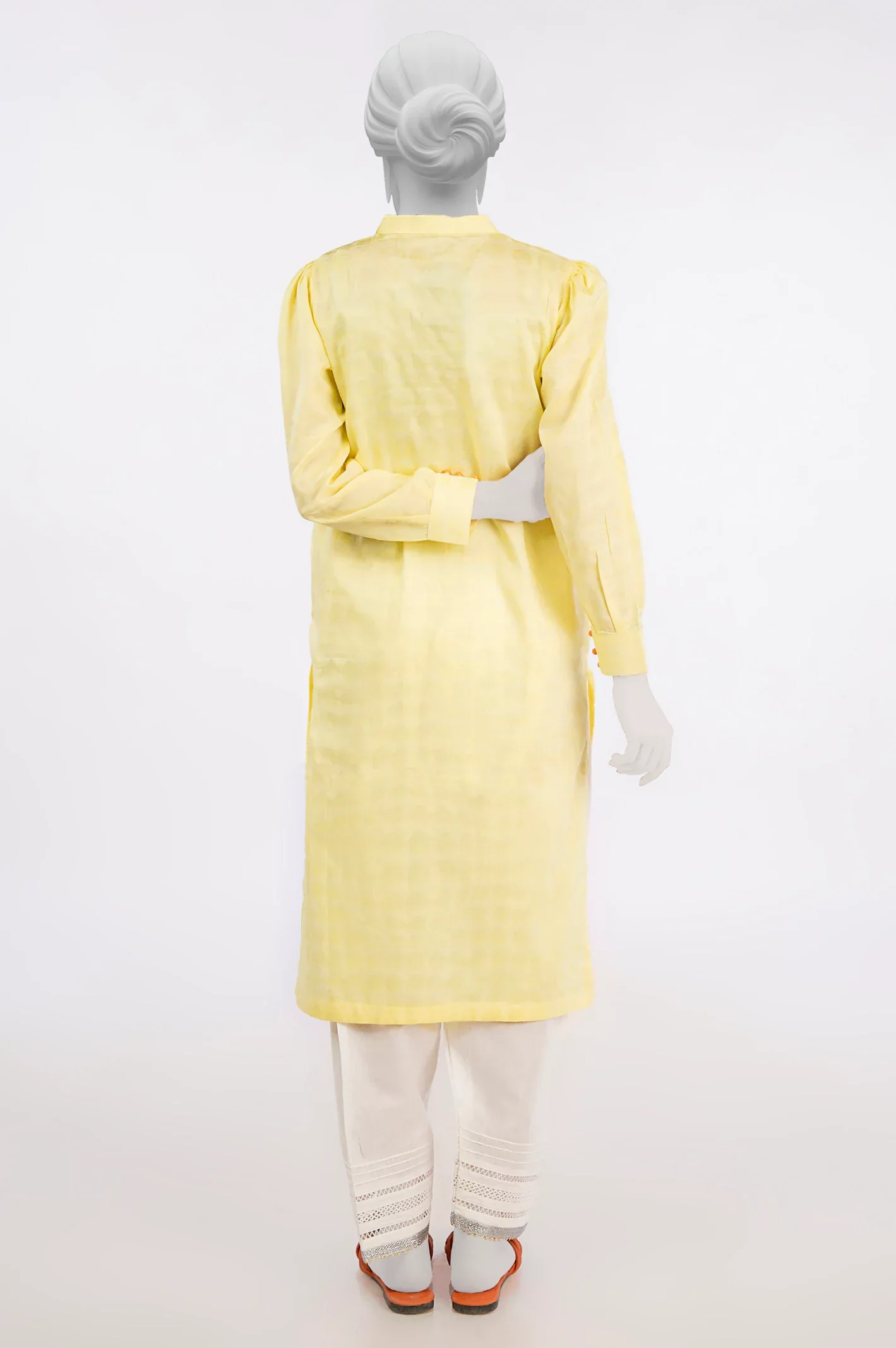 Jacquard Yellow Stylised Kurti - Image 3