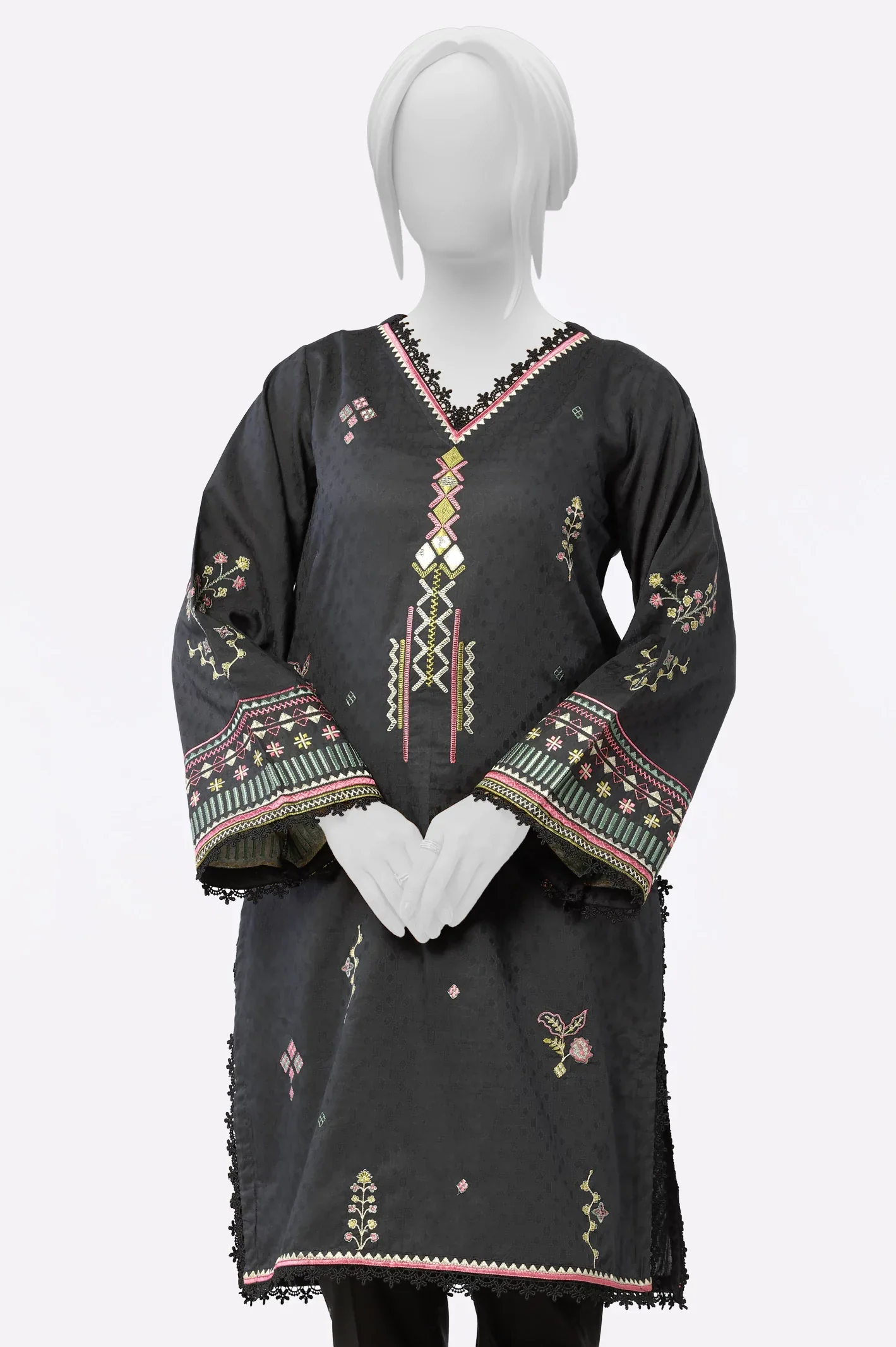 Black Embroidered Kurti - Image 2
