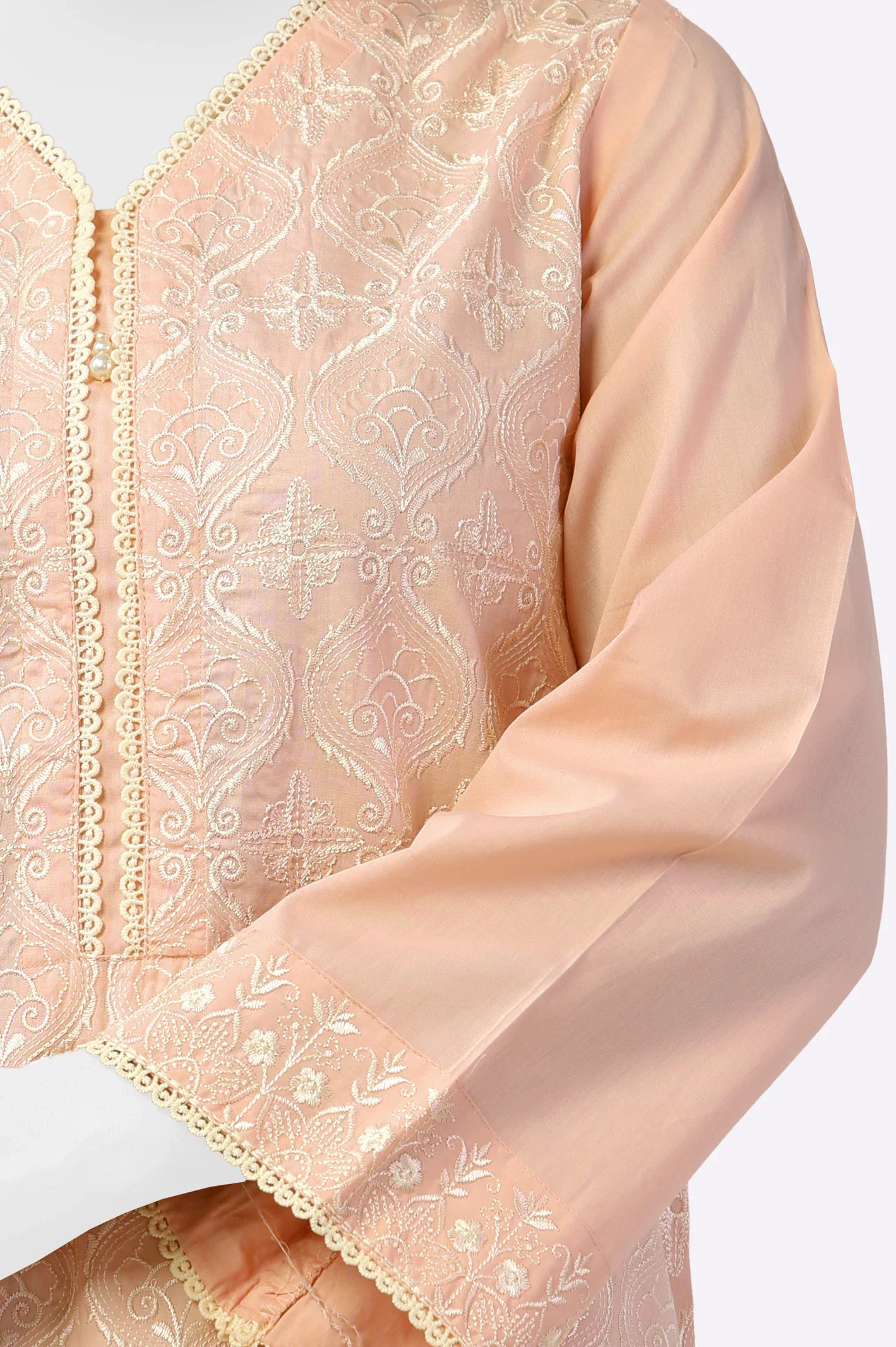Light Pink Embroidered Kurti - Image 3