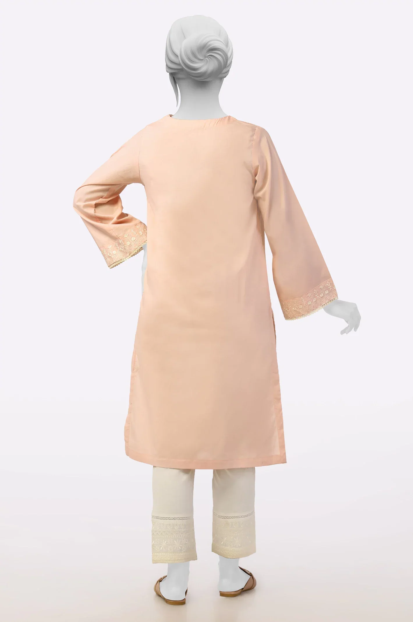 Light Pink Embroidered Kurti - Image 4