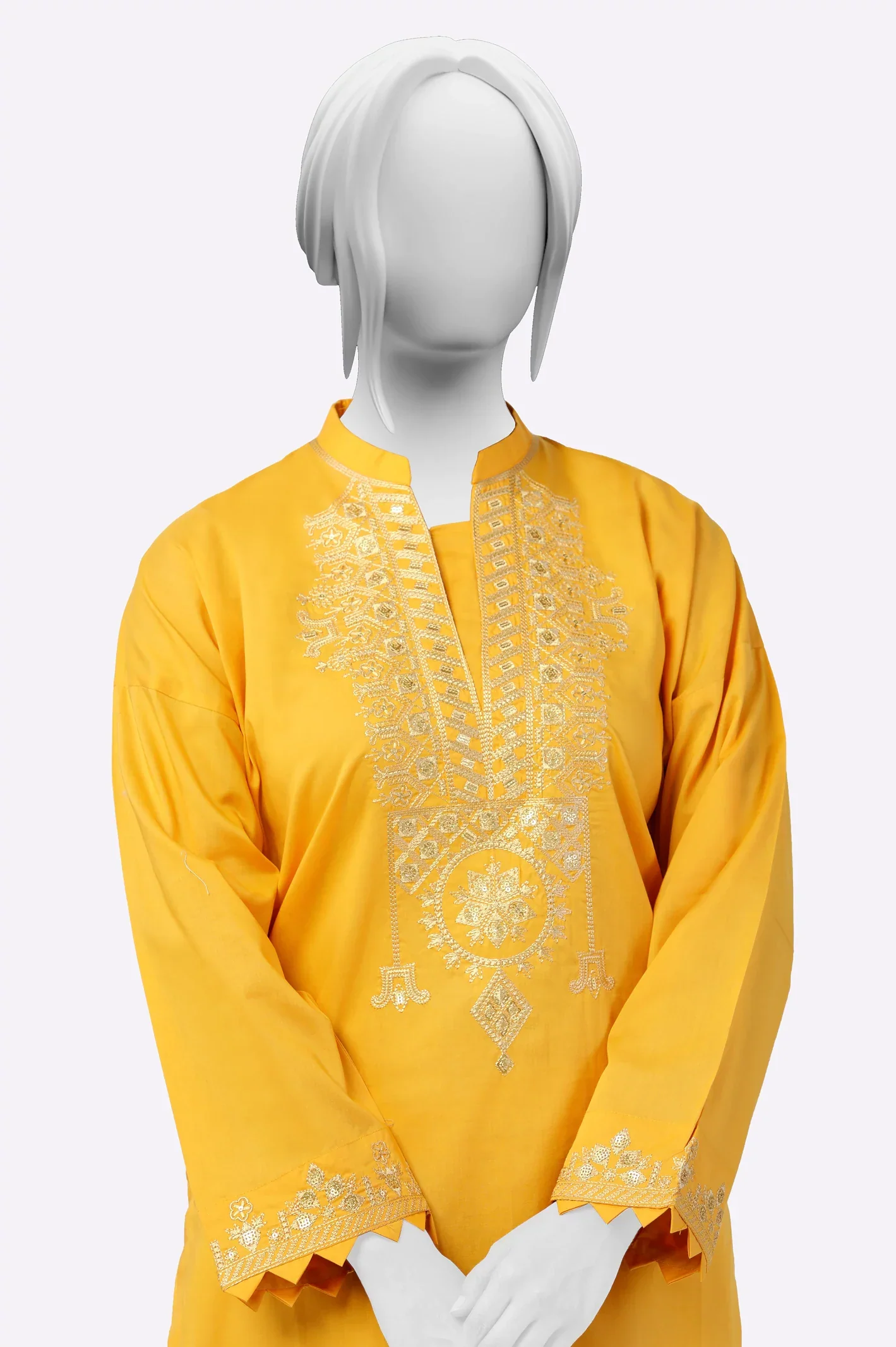 Yellow Embroidered Kurti - Image 2