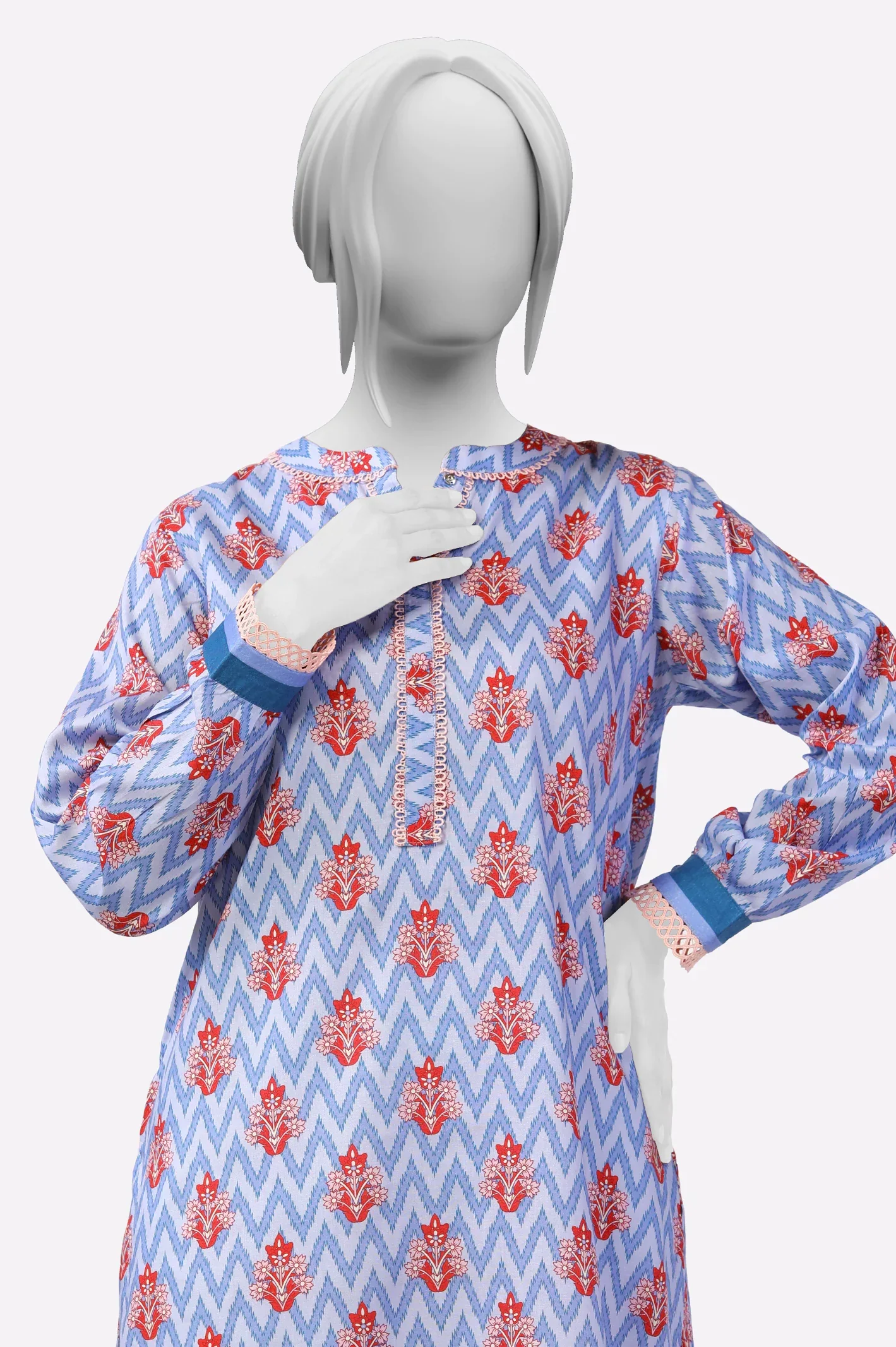 Cambric Purple Printed Kurti - Image 2
