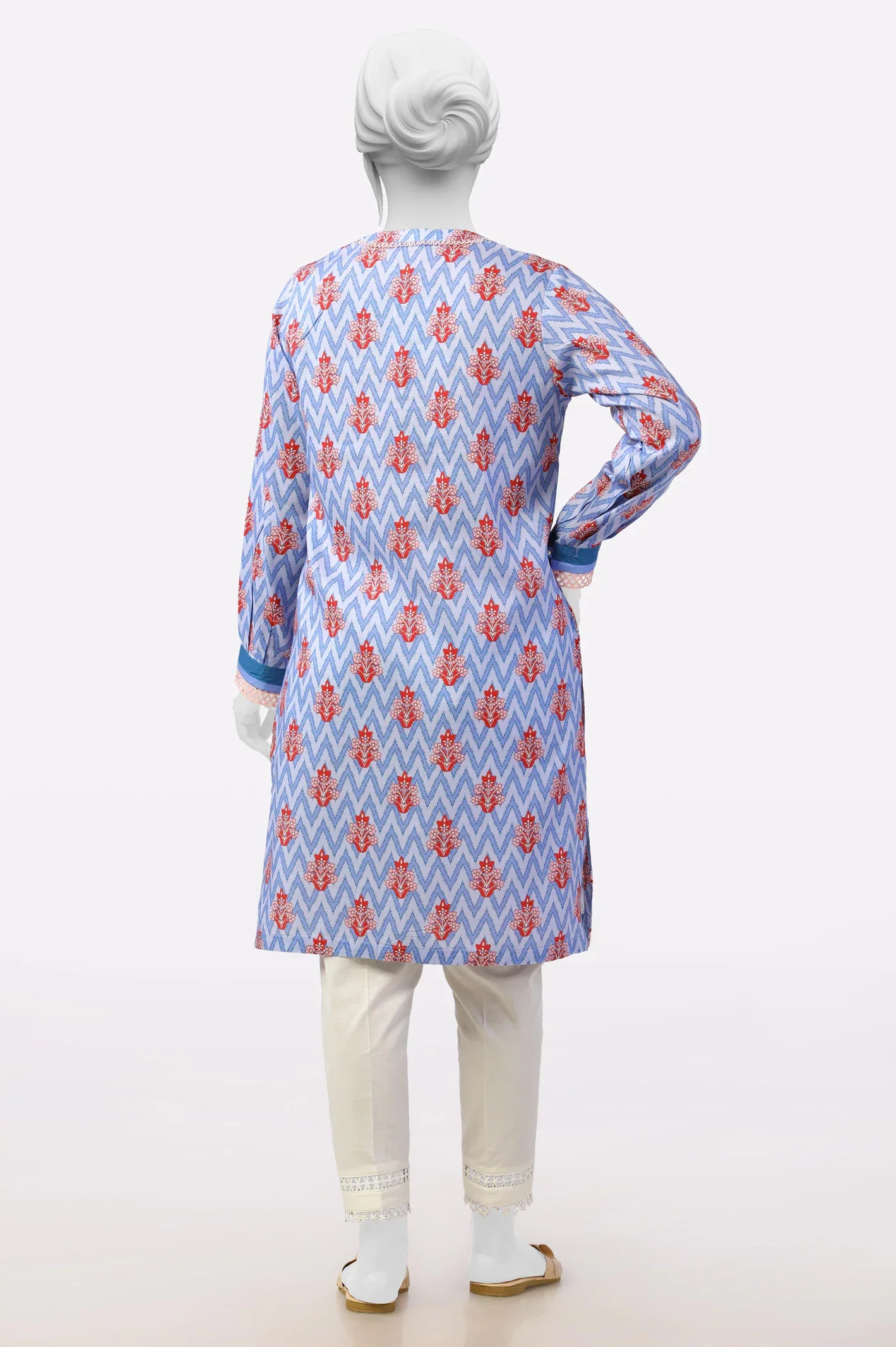 Cambric Purple Printed Kurti - Image 3