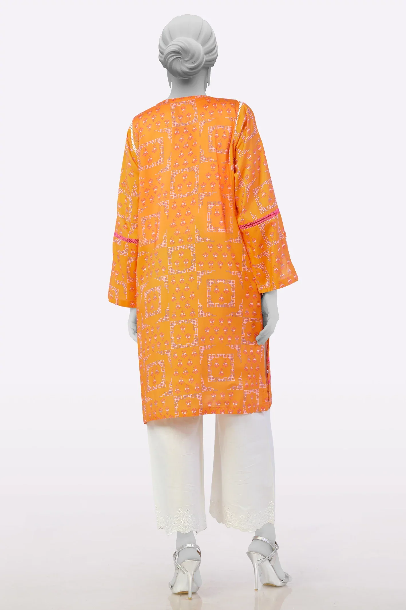 Orange Embroidered Kurti - Image 3