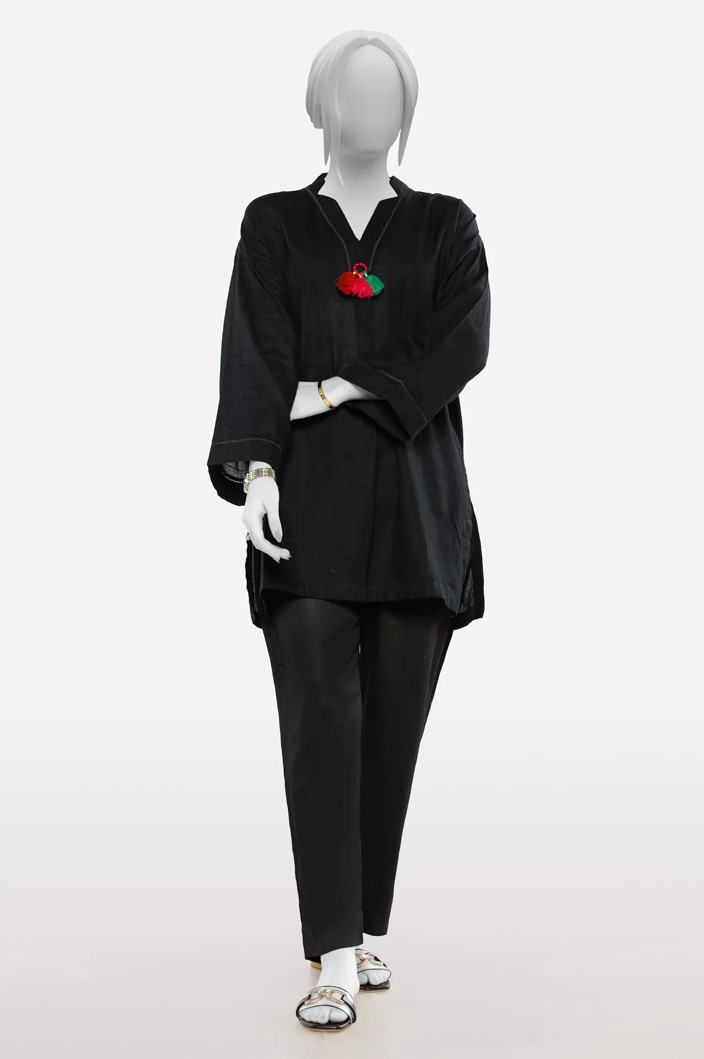 Khaddar Black Stylised Kurti