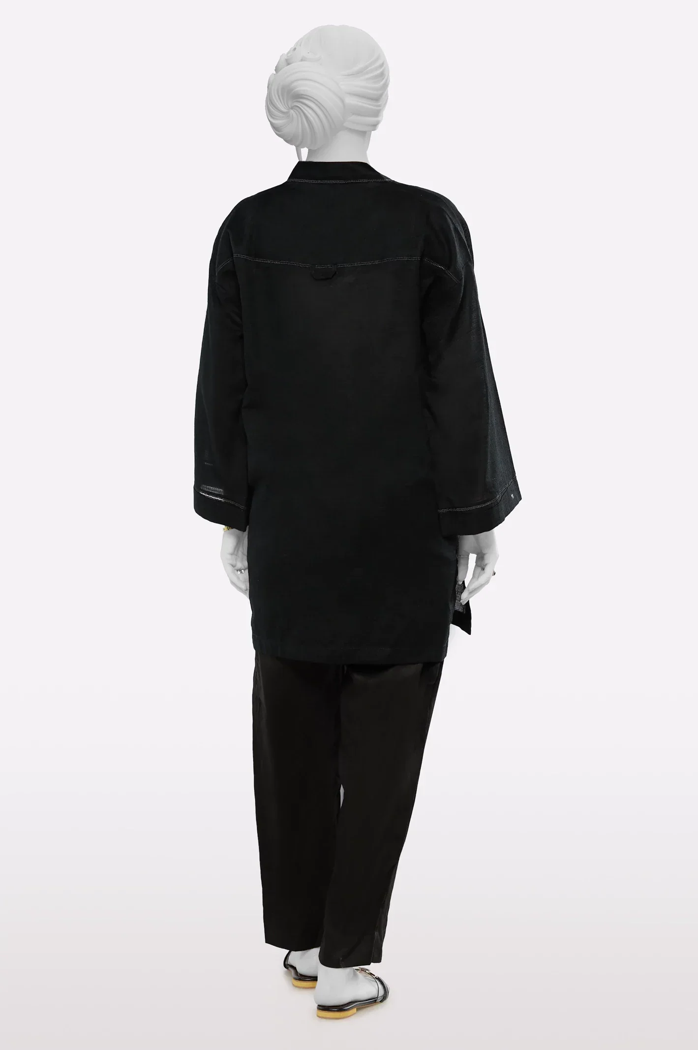 Khaddar Black Stylised Kurti - Image 3