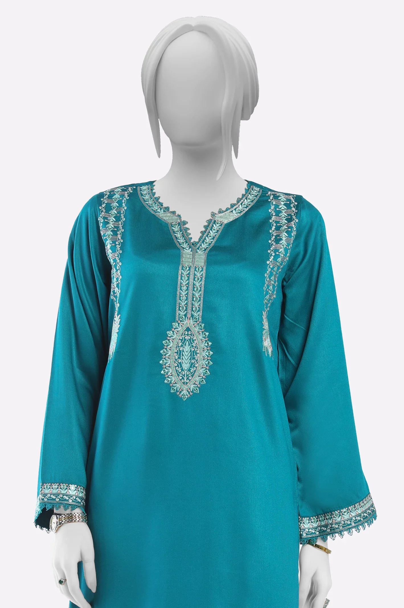 Green Embroidered Kurti - Image 2