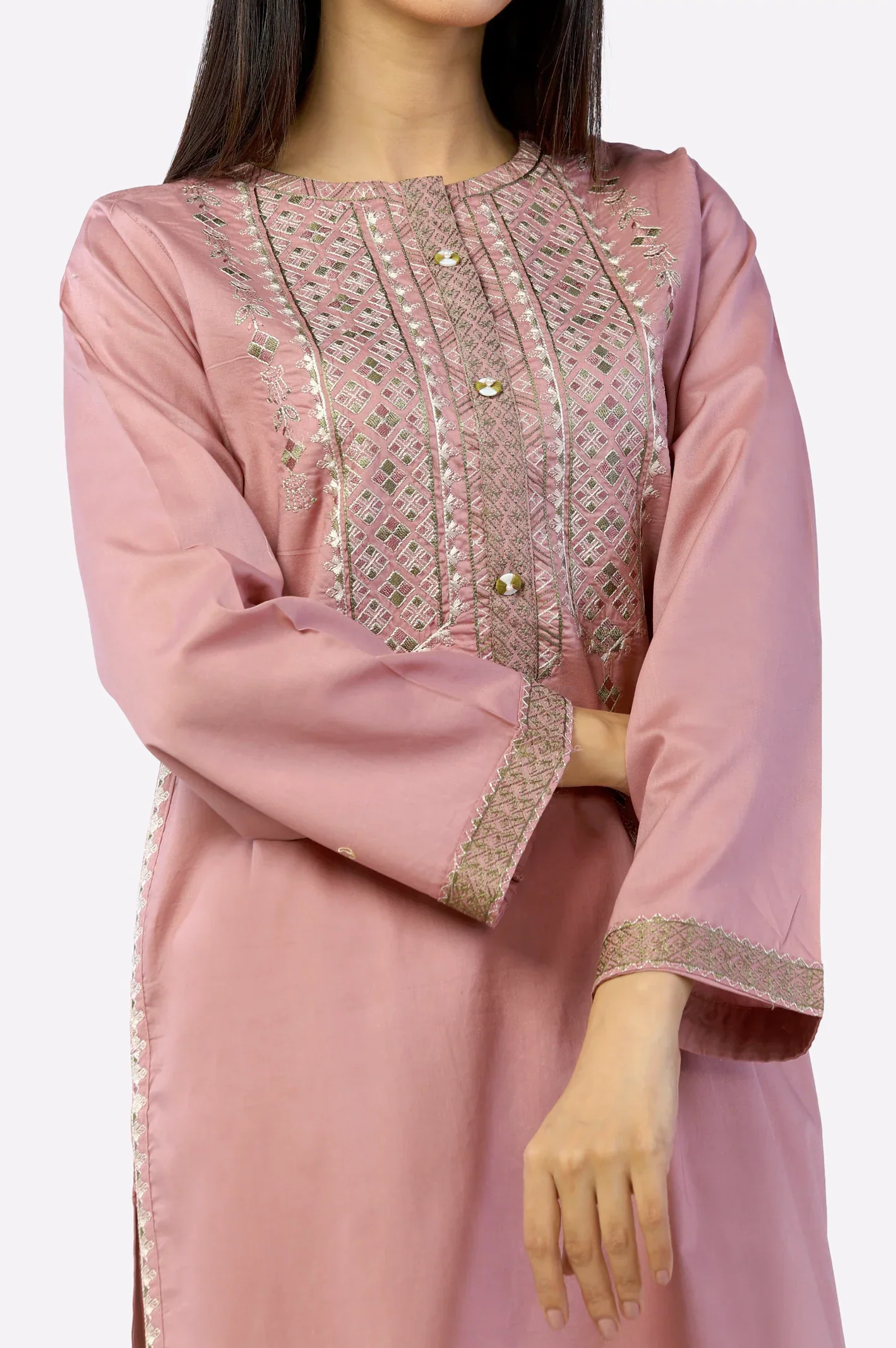 Pink Embroidered Kurti - Image 2