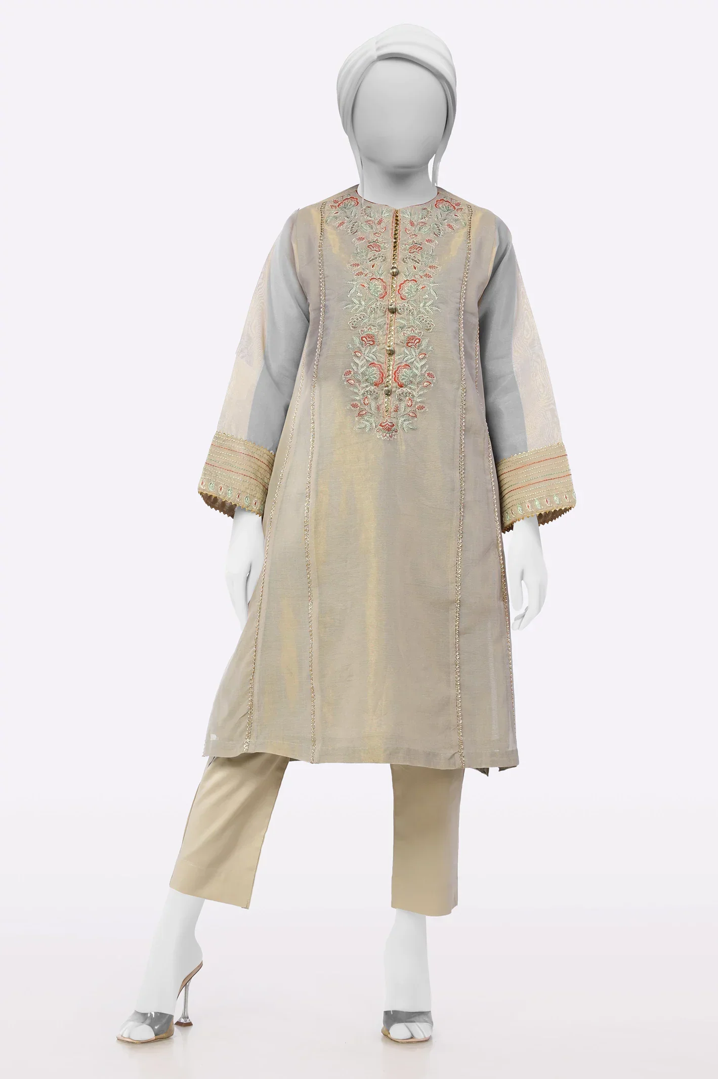 Thunder Gray Embroidered Kurti