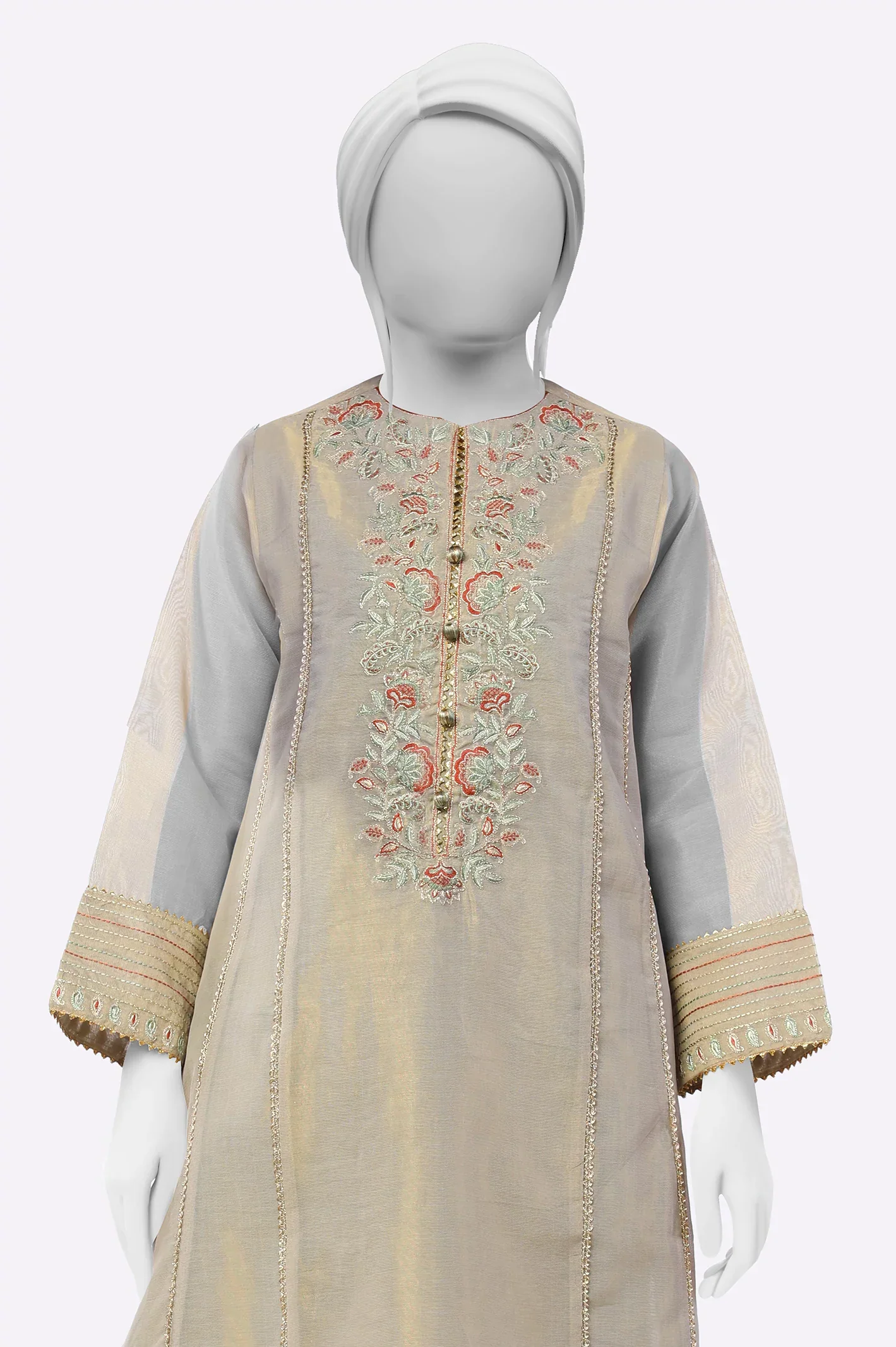Thunder Gray Embroidered Kurti - Image 2