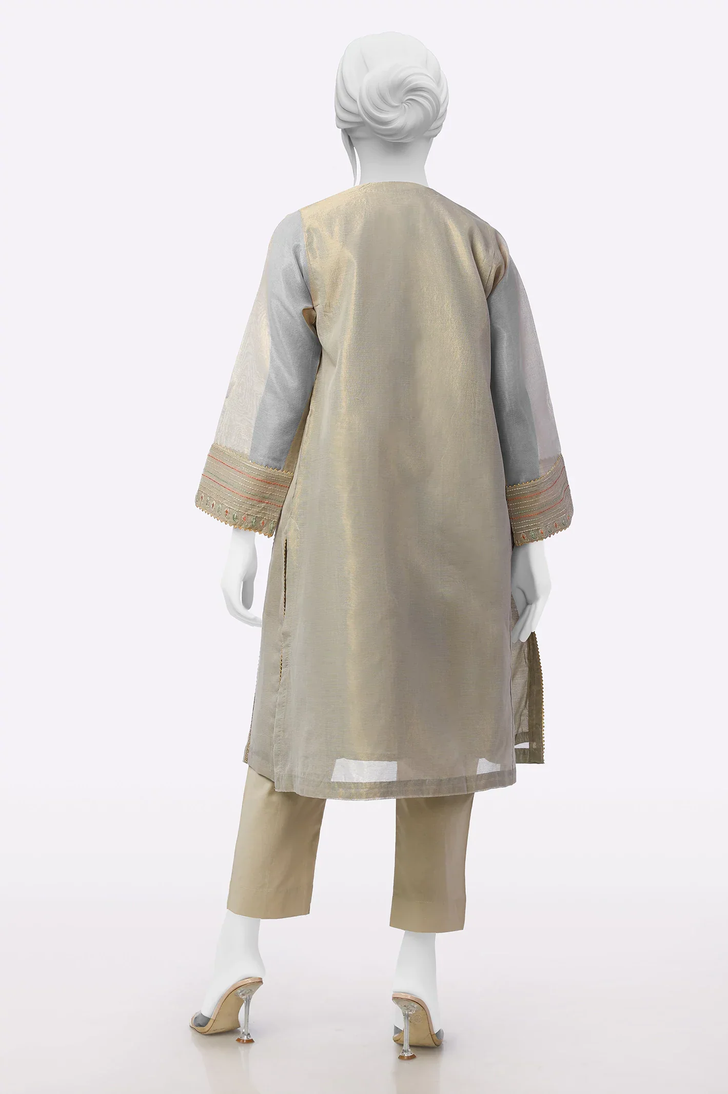 Thunder Gray Embroidered Kurti - Image 3