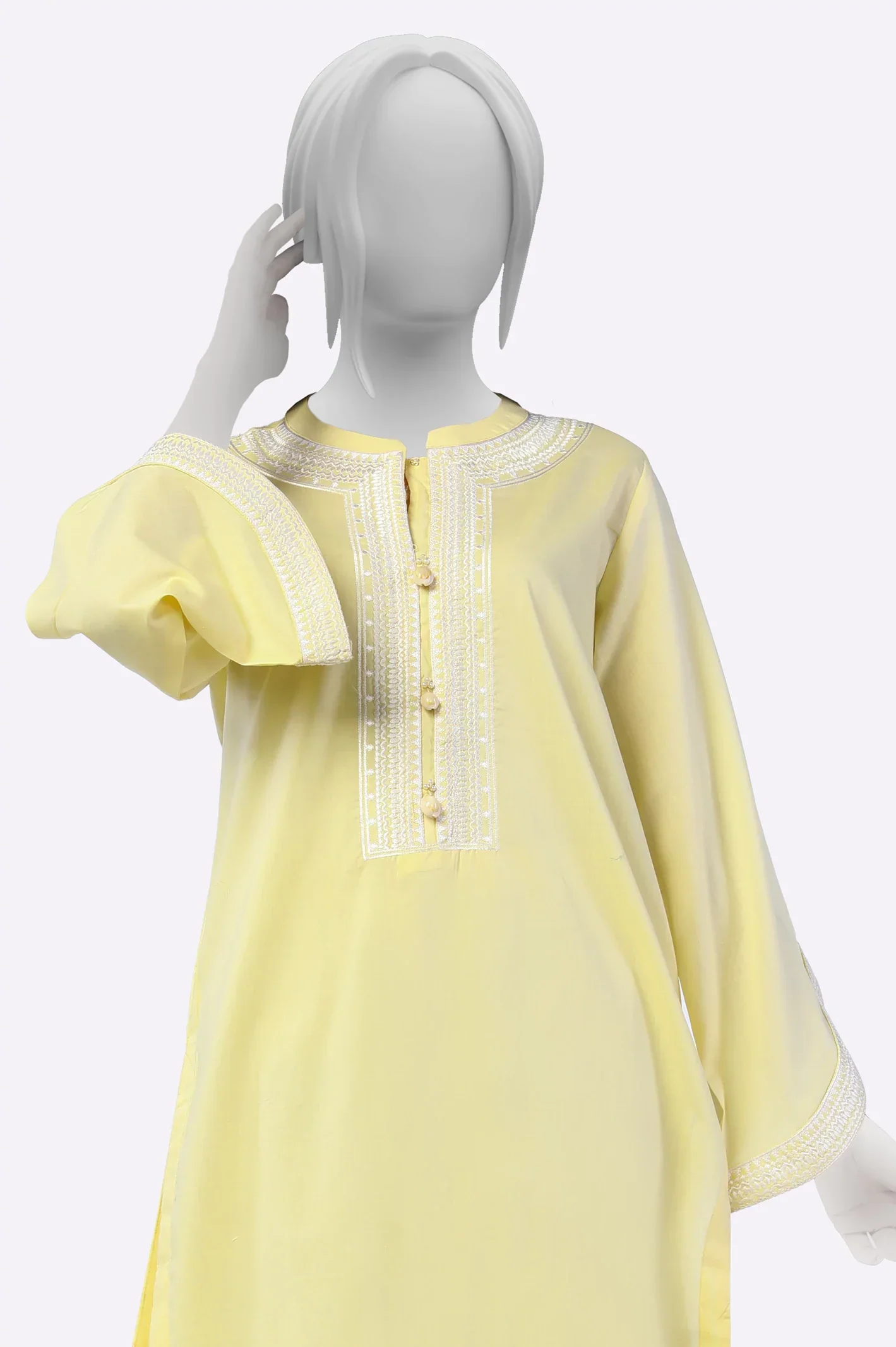 Yellow Embroidered Kurti - Image 2