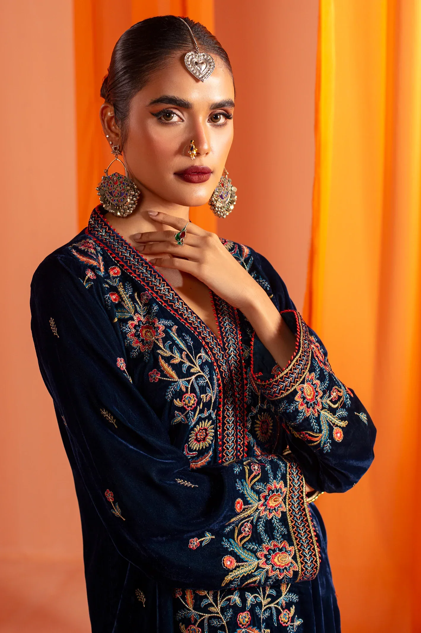 Teal Ready To Wear Embroidered Kurti - Image 4