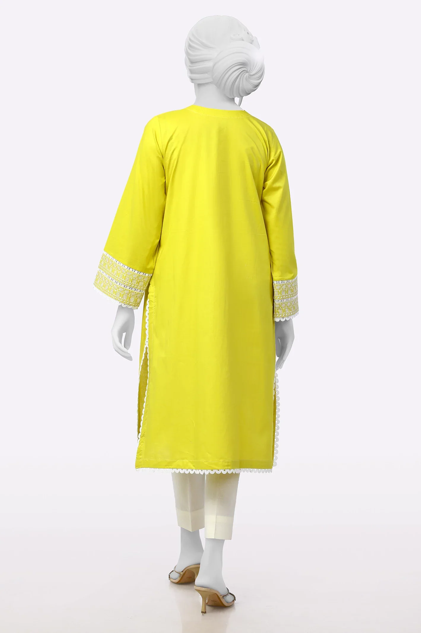 Yellow Embroidered Kurti - Image 3
