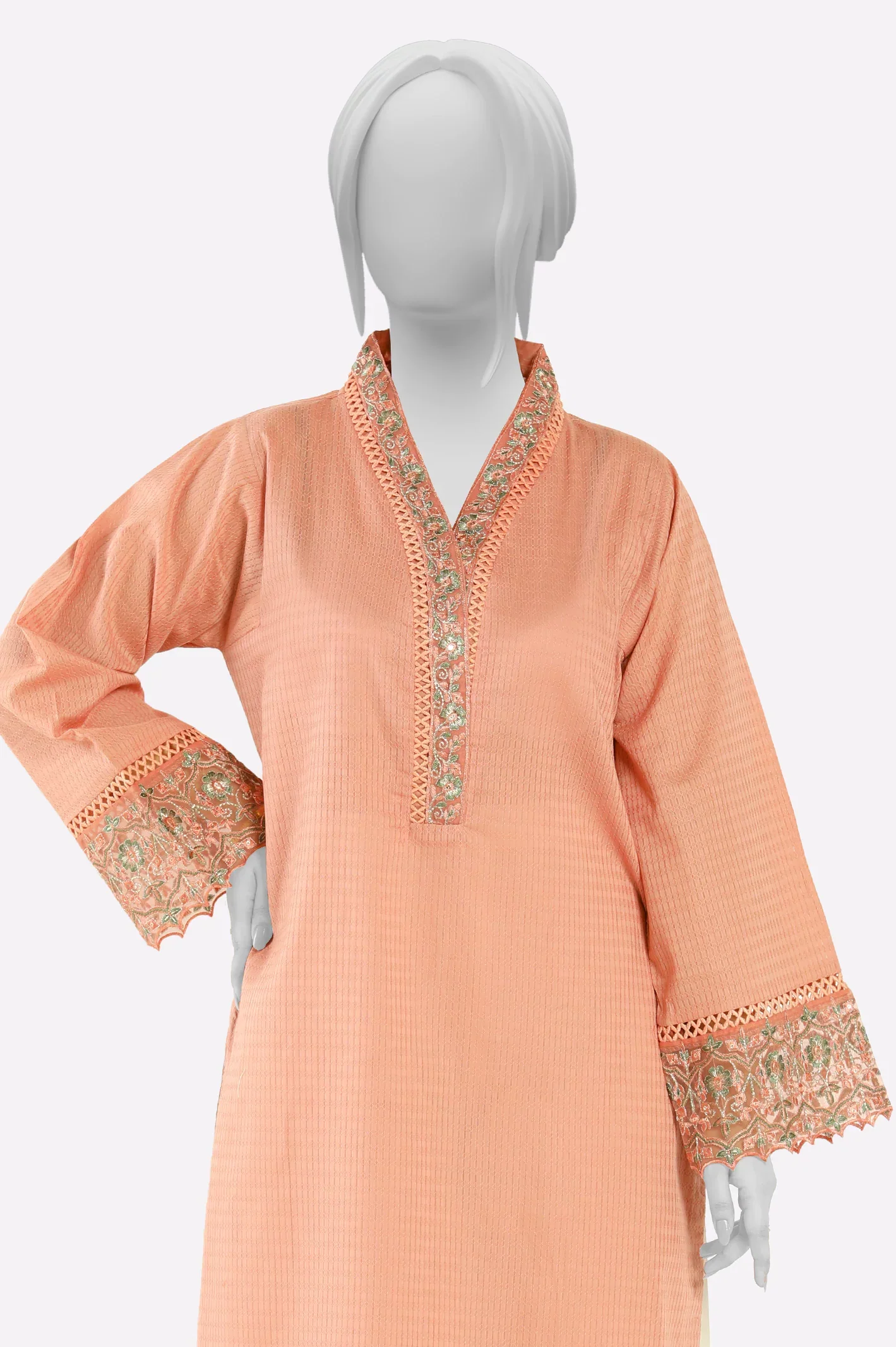 Peach Embroidered Kurti - Image 2