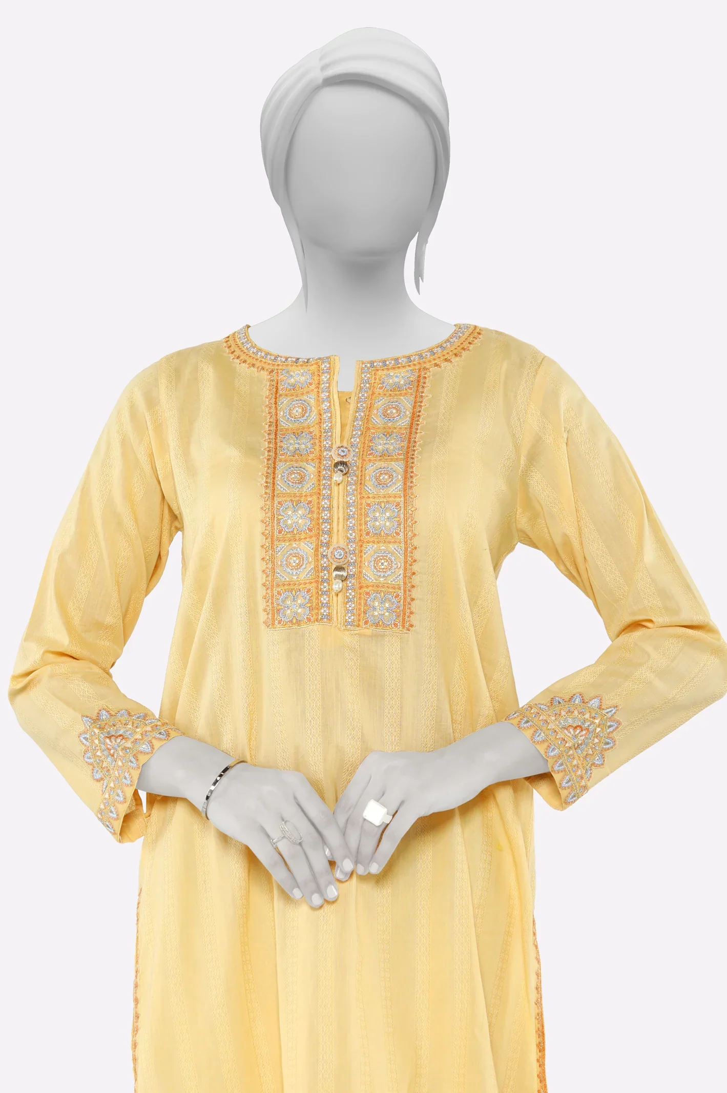 Yellow Embroidered Kurti - Image 2