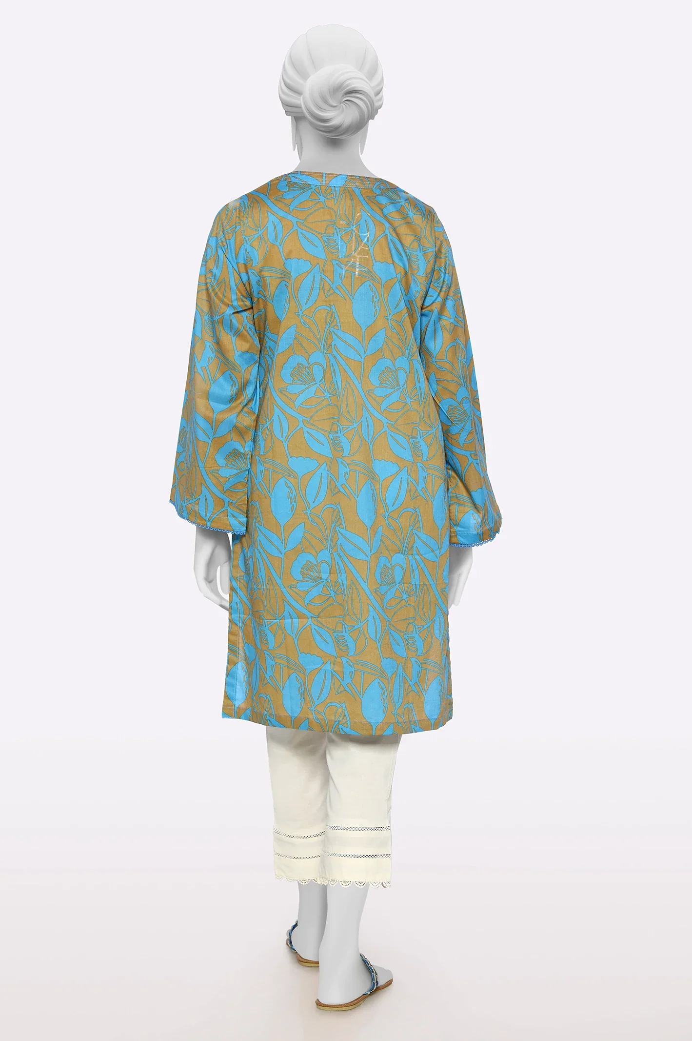Cambric Blue Printed Kurti - Image 3