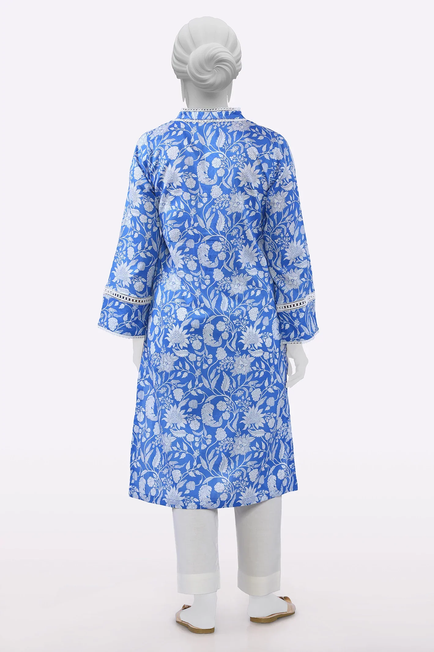 Cambric Blue Printed Kurti - Image 3