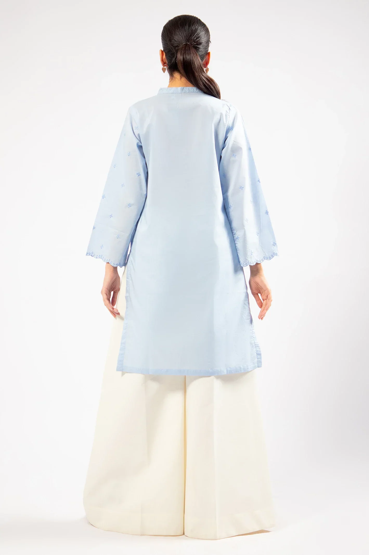 Sky Blue Embroidered Kurti - Image 4