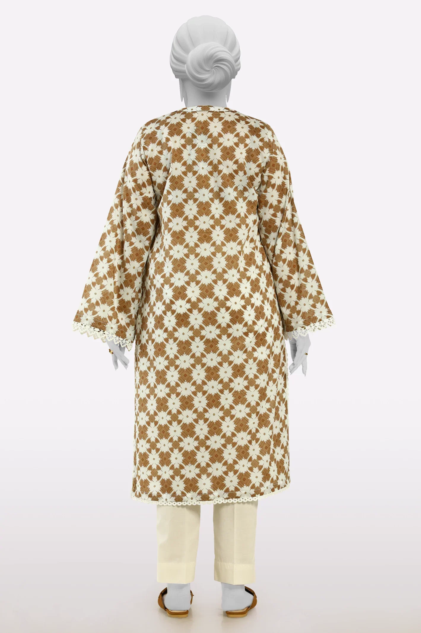 Cambric White Printed Kurti - Image 3
