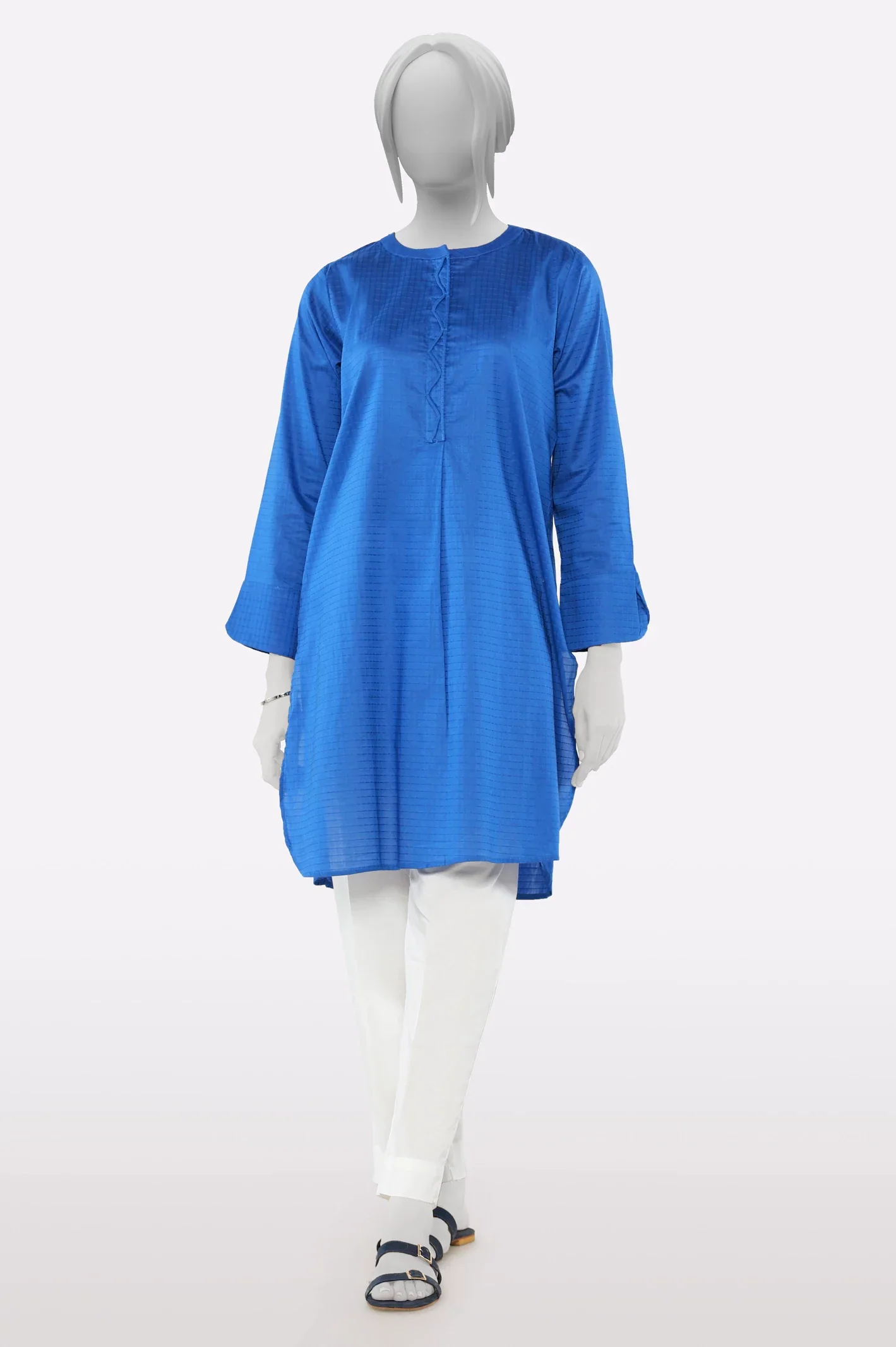Dobby Blue Stylised Kurti