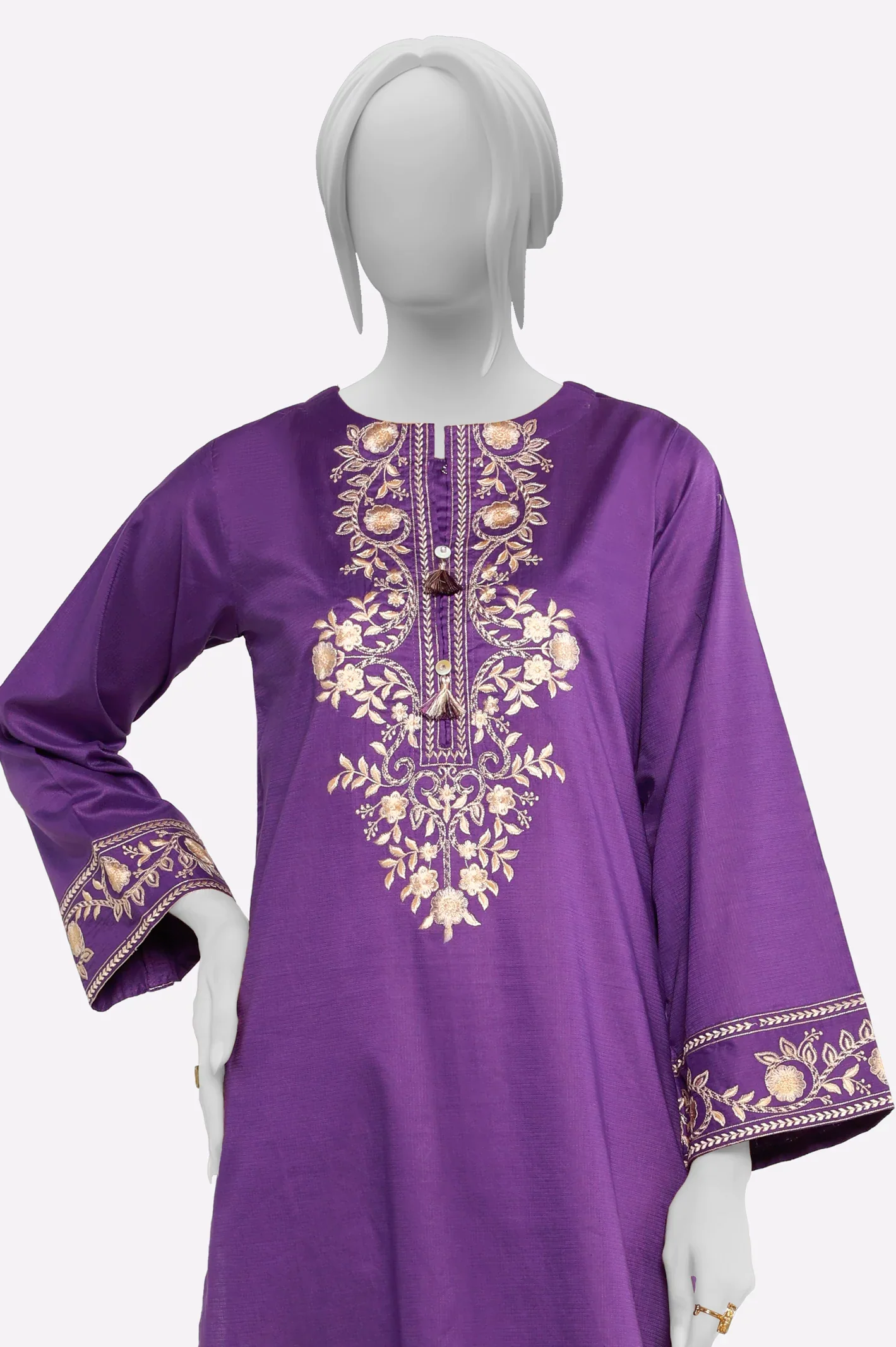Purple Embroidered Kurti - Image 2