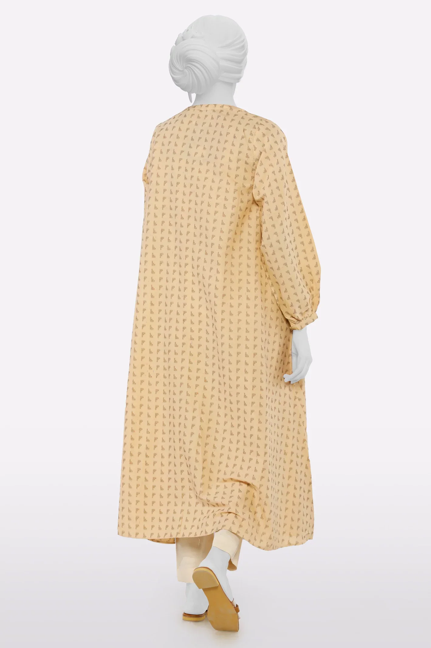 Jacquard Beige Stylised Kurti - Image 3