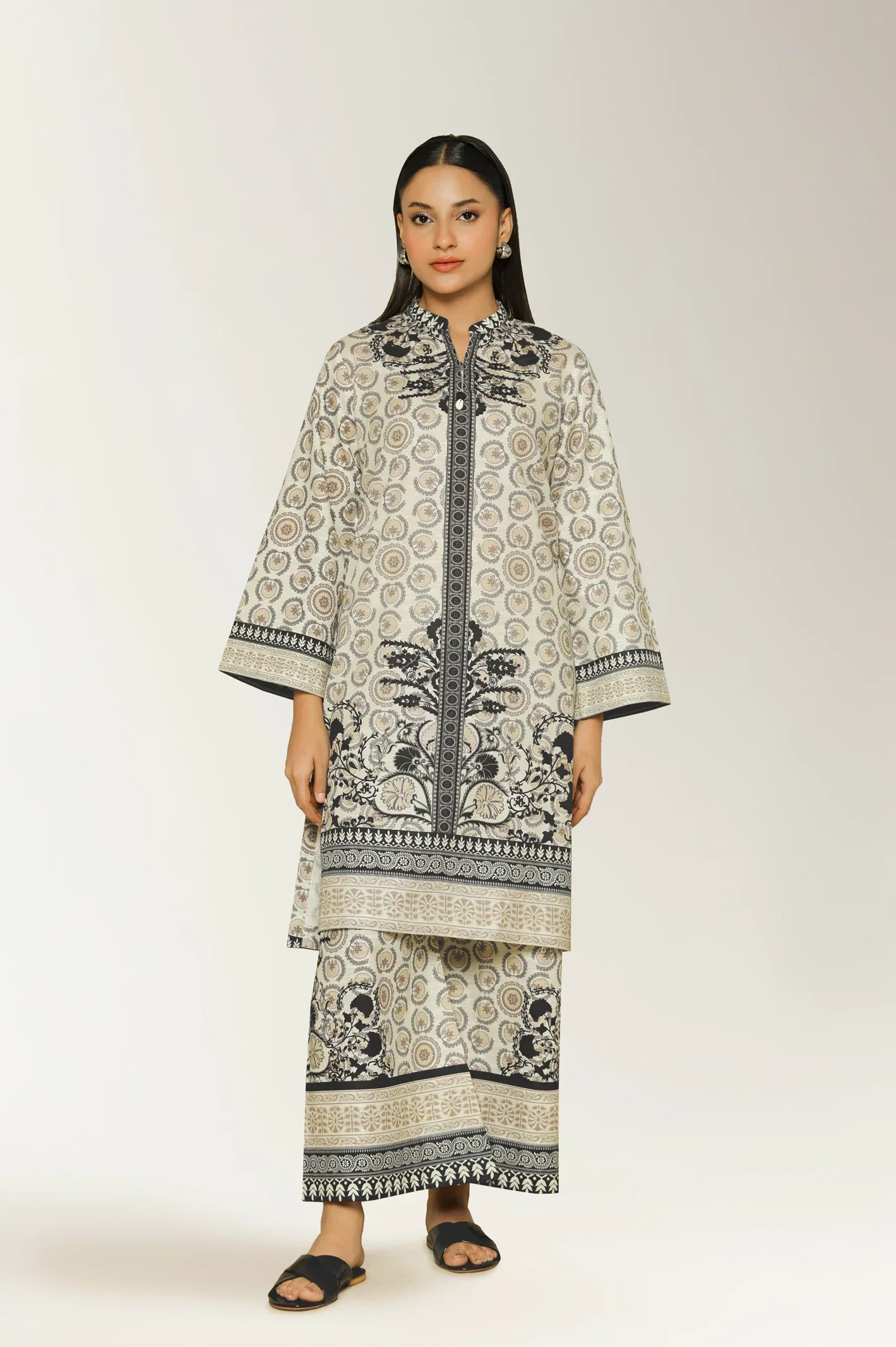 Printed Khaddar-Beige 2PC