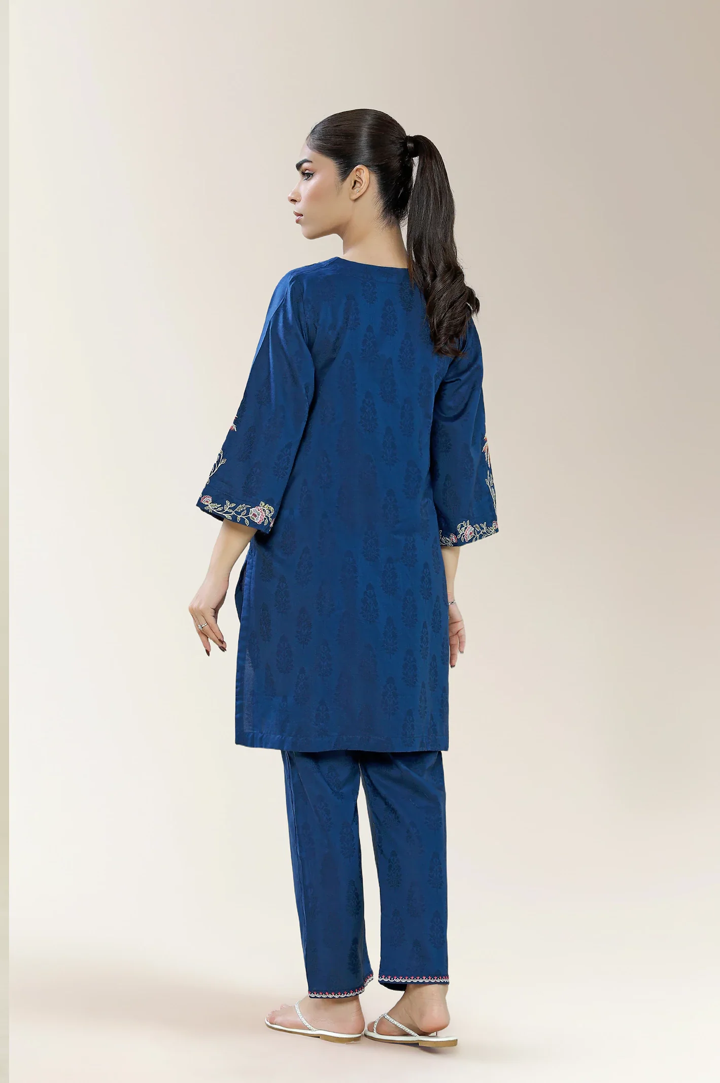 Embroidered Viscose Blue 2PC - Image 2