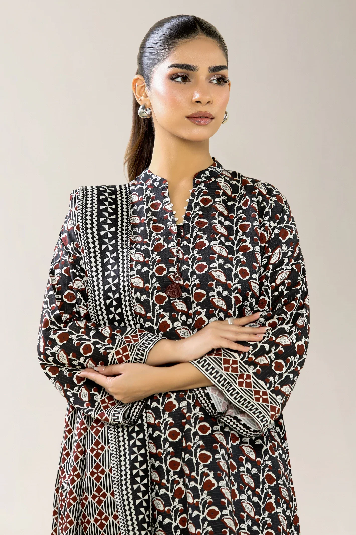 Printed Viscose-Black 3PC - Image 2
