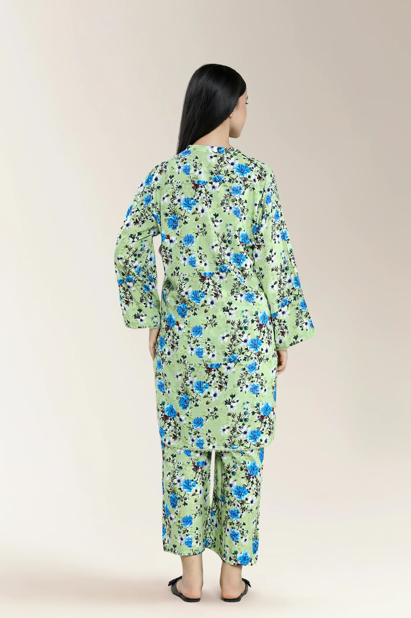 Printed Viscose Linen-Mint 2Pc - Image 2