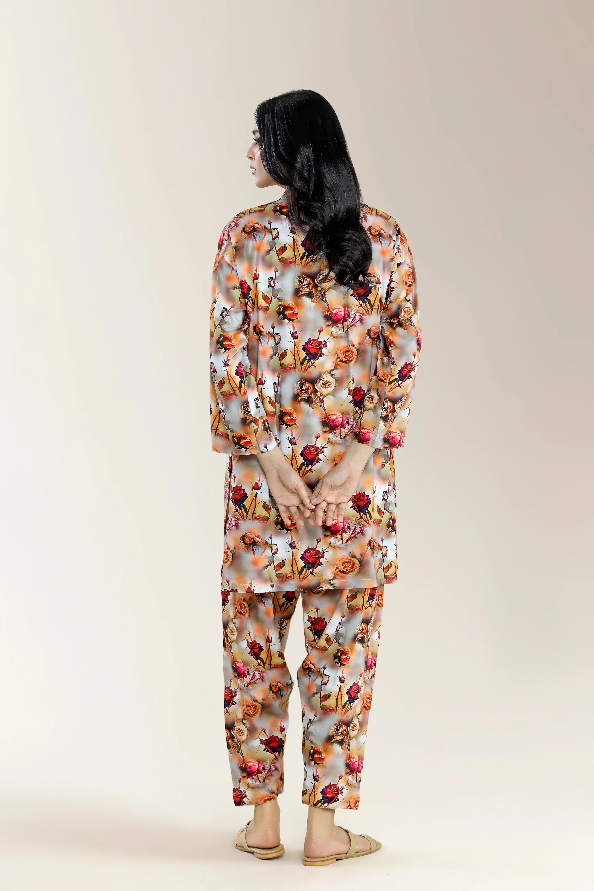 Printed Viscose Linen Grey 2Pc - Image 2