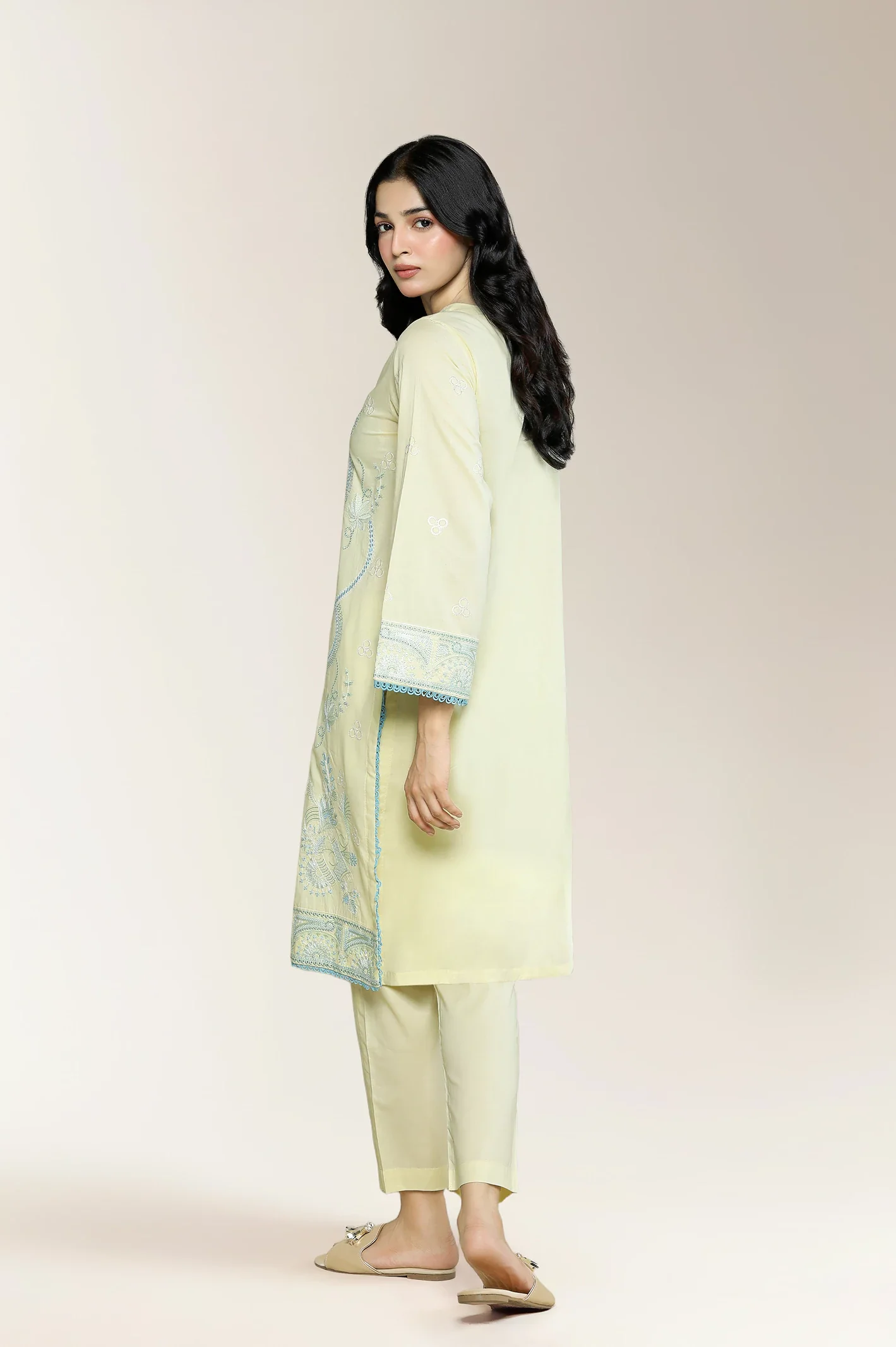 Embroidered Cream 2PC - Image 3